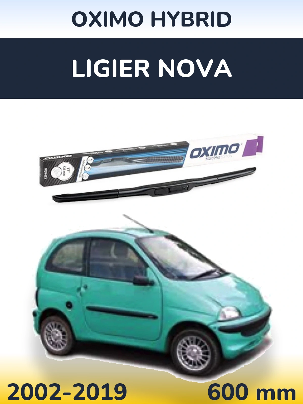 Front wiper blade Oximo Hybrid 600 mm for Ligier Nova 2002-2019