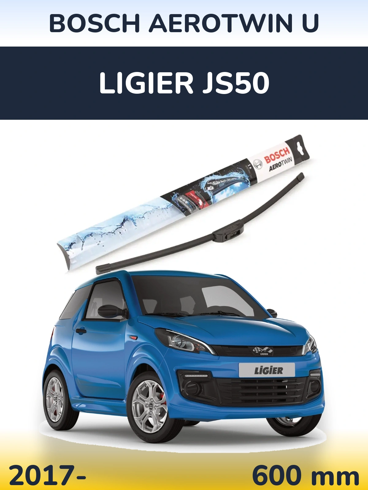 Передний дворник BOSCH AeroTwin U 600 мм для Ligier JS50 2017-2026
