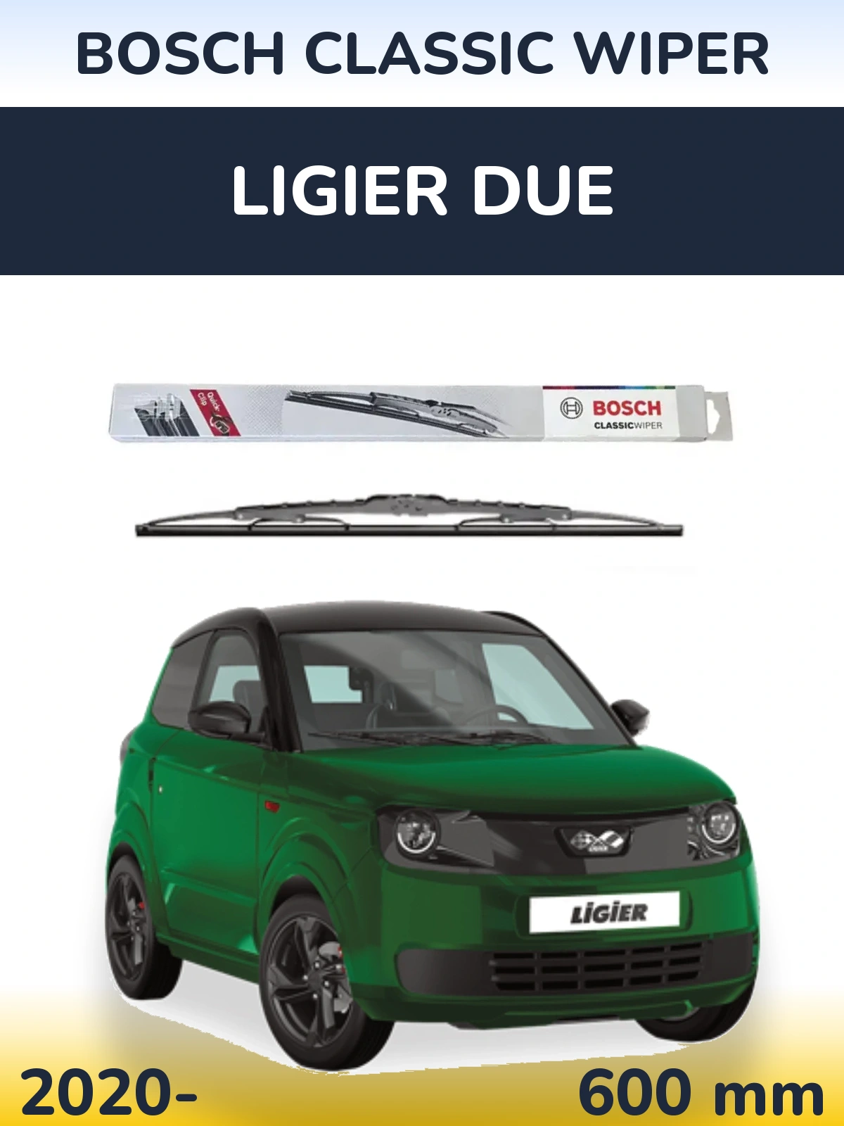 Передня щітка BOSCH Classic Wiper 600 мм для Ligier Due 2020-2026