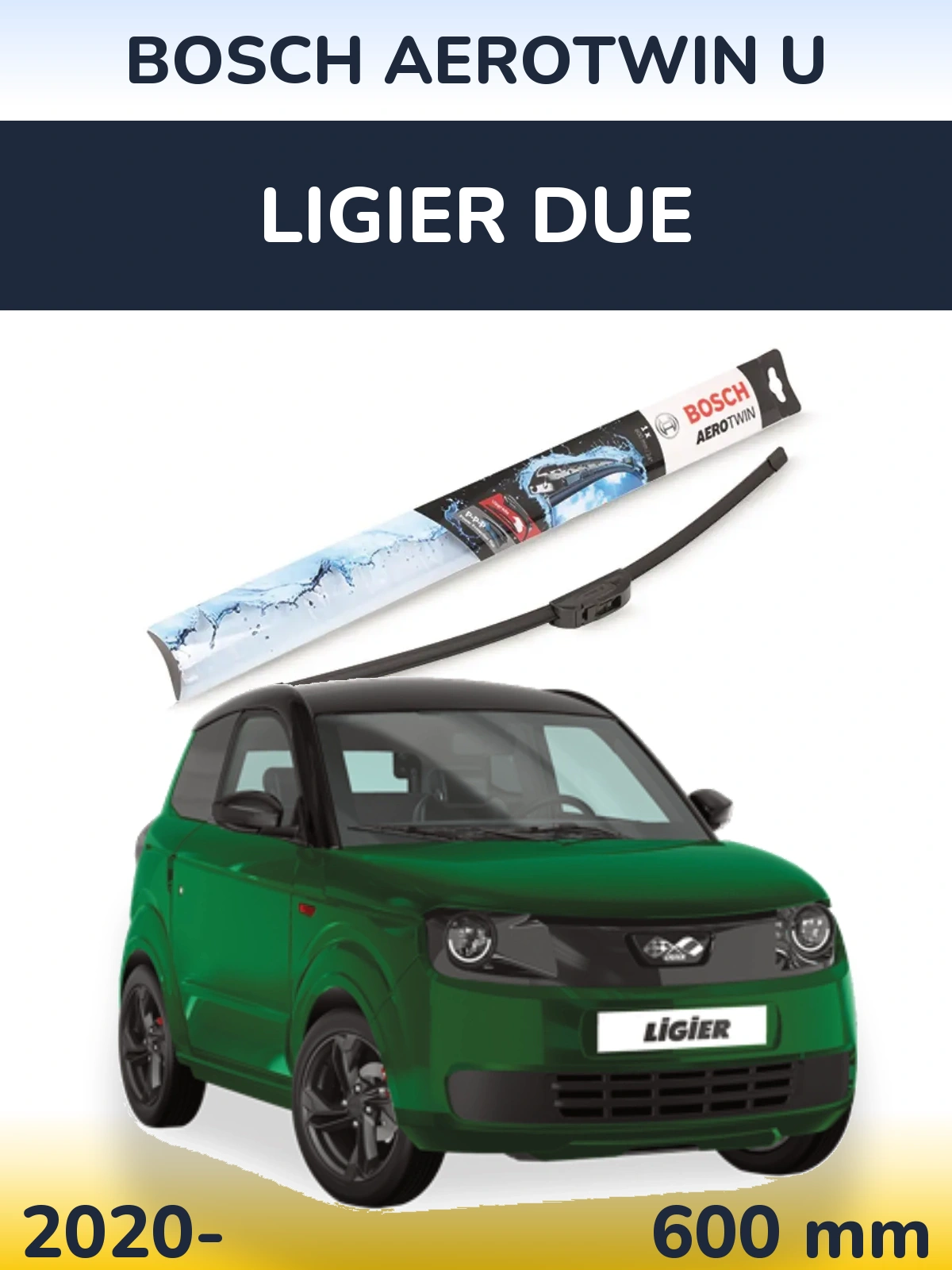 Передня щітка BOSCH AeroTwin U 600 мм для Ligier Due 2020-2026