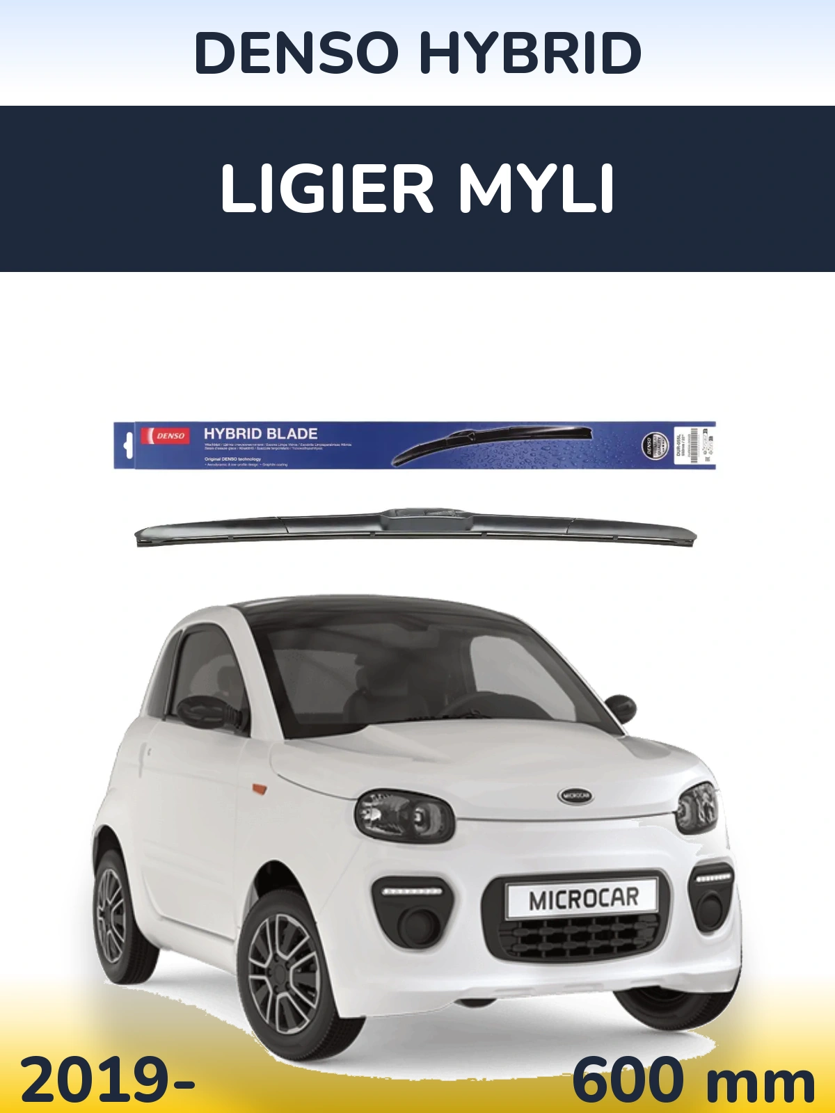 Front wiper blade Denso Hybrid 600 mm for Ligier Myli 2019-2026