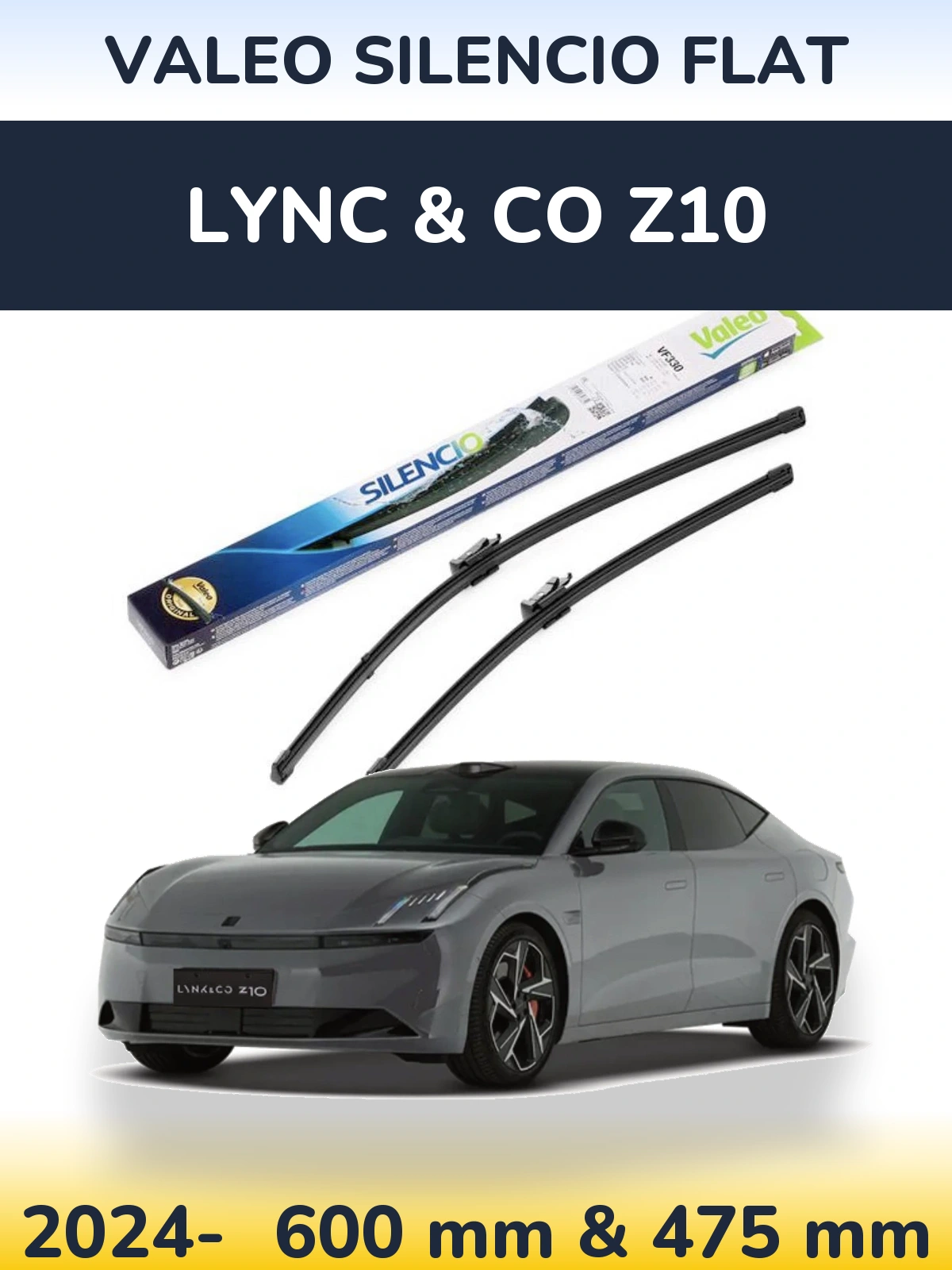 Комплект передних дворников Valeo Silencio Flat 600 & 475 мм для Lync & Co Z10 2024-2026