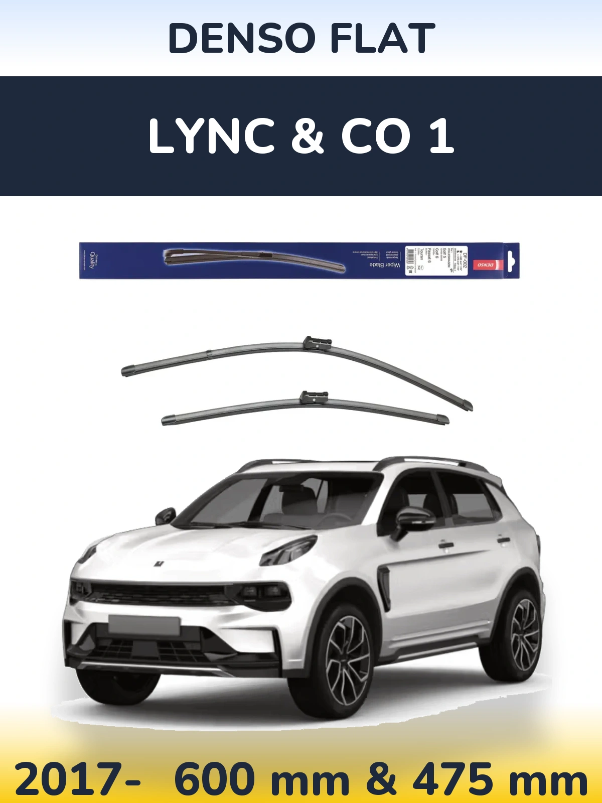 Комплект передніх щіток Denso Flat 600 & 475 мм для Lync & Co 1 2017-2026