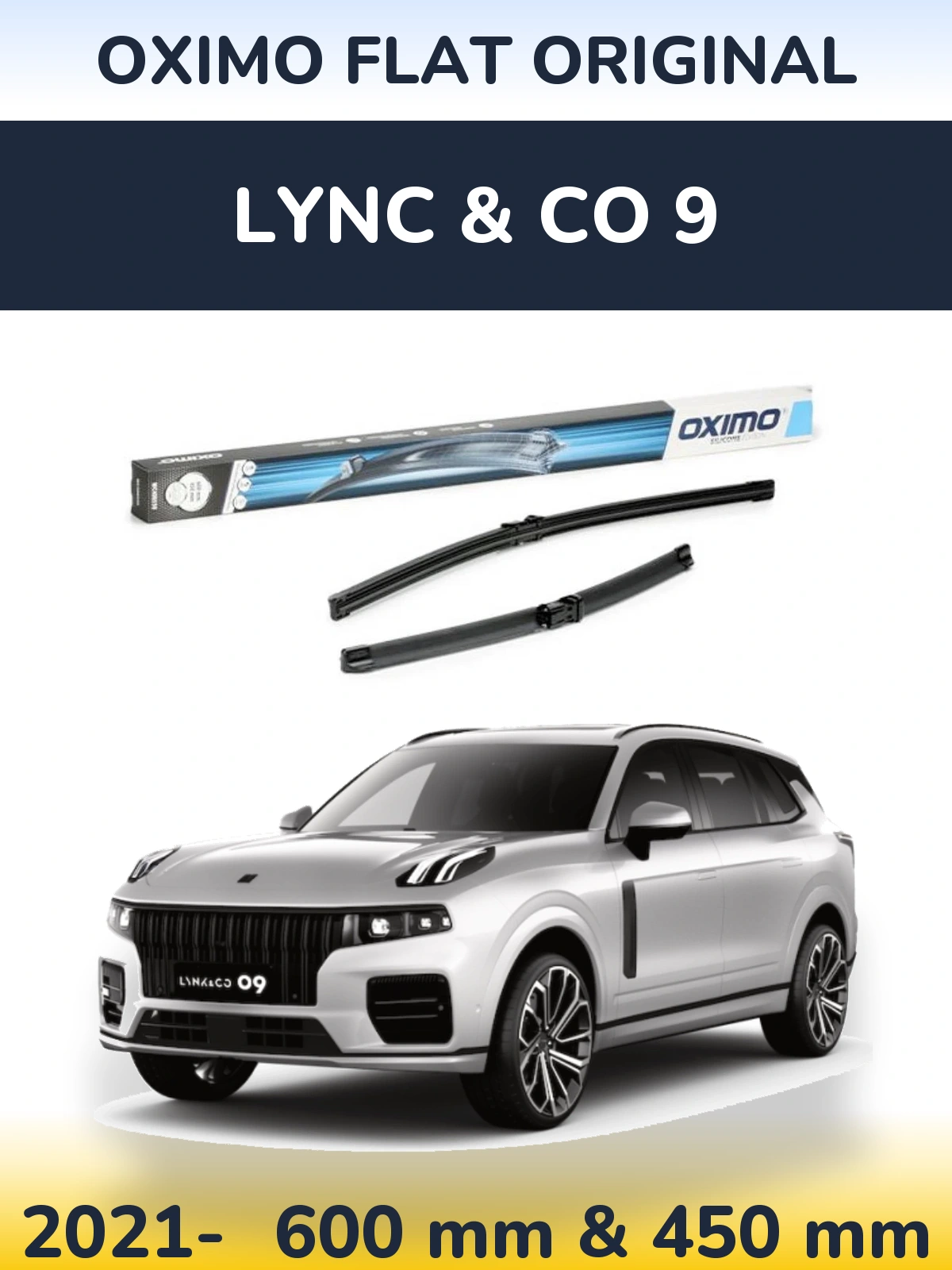 Front wiper blade set Oximo Flat Original 600 & 450 mm for Lync & Co 9 2021-2026