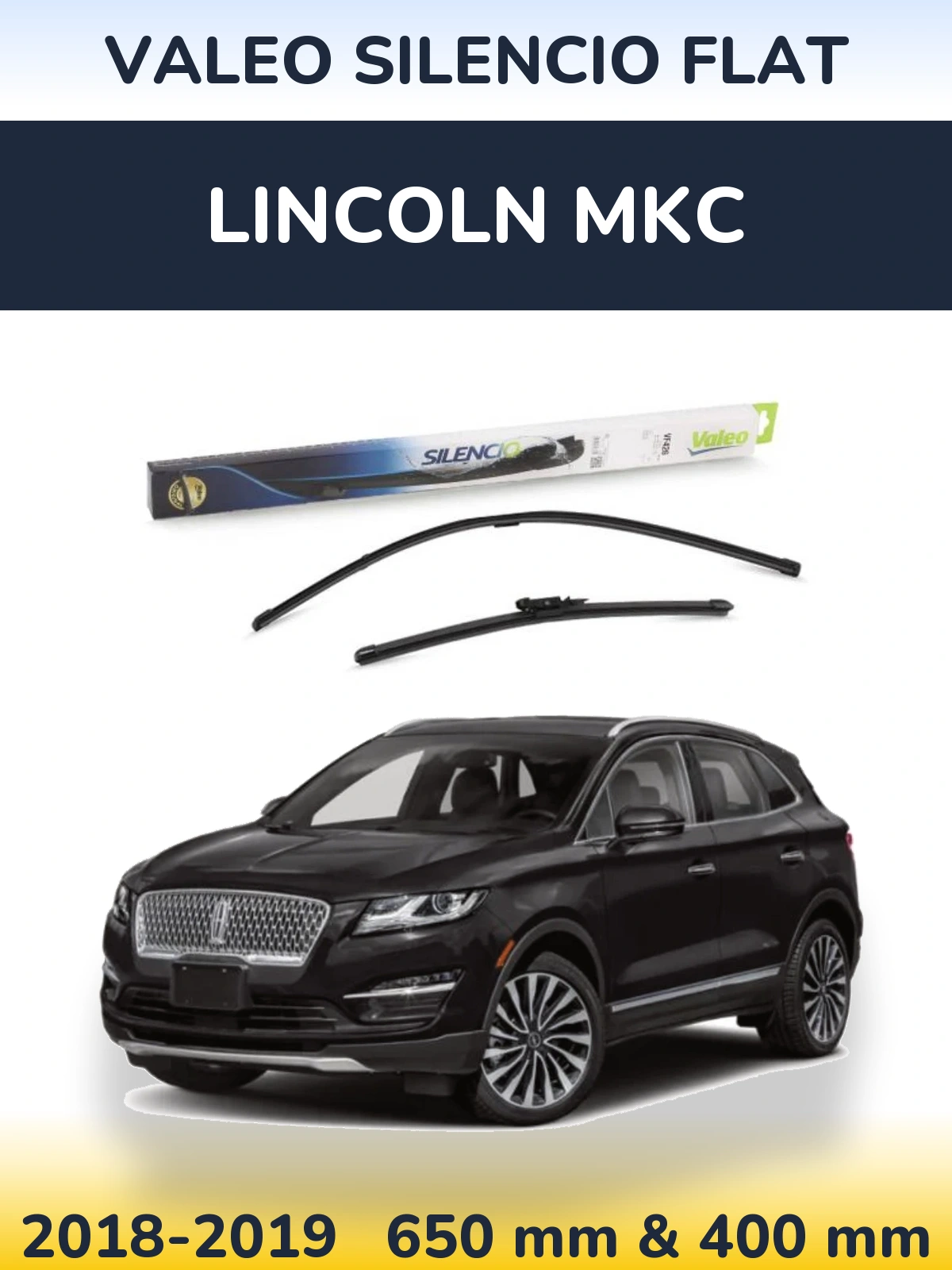 Комплект передних дворников Valeo Silencio Flat 650 & 400 мм для Lincoln MKC 2018-2019