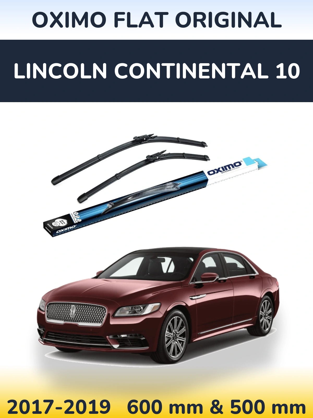 Front wiper blade set Oximo Flat Original 600 & 500 mm for Lincoln Continental 10 2017-2019