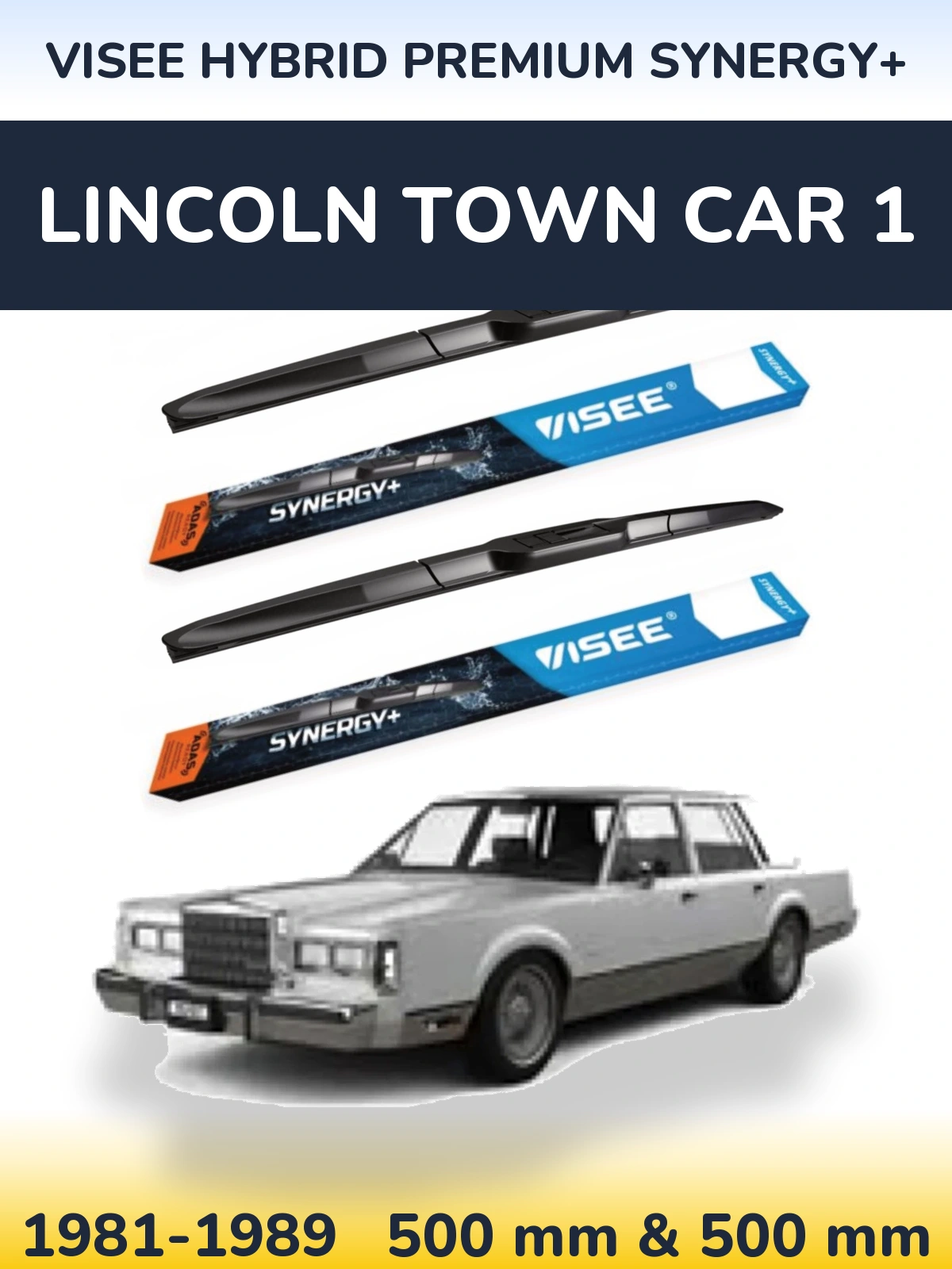 Комплект передних дворников VISEE HYBRID PREMIUM SYNERGY+ 500 & 500 мм для Lincoln Town Car 1 1981-1989