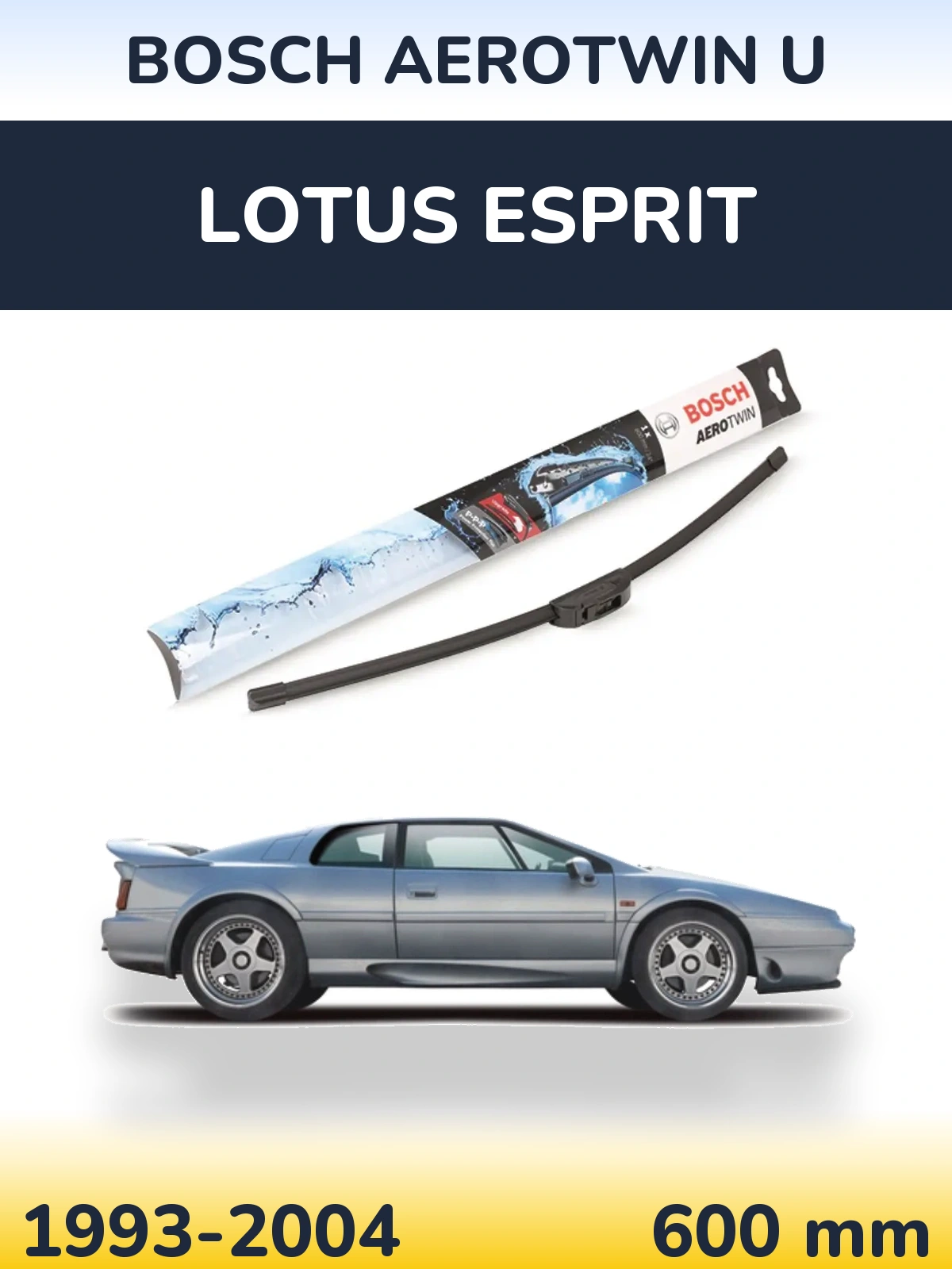 Front wiper blade BOSCH AeroTwin U 600 mm for Lotus Esprit 1993-2004
