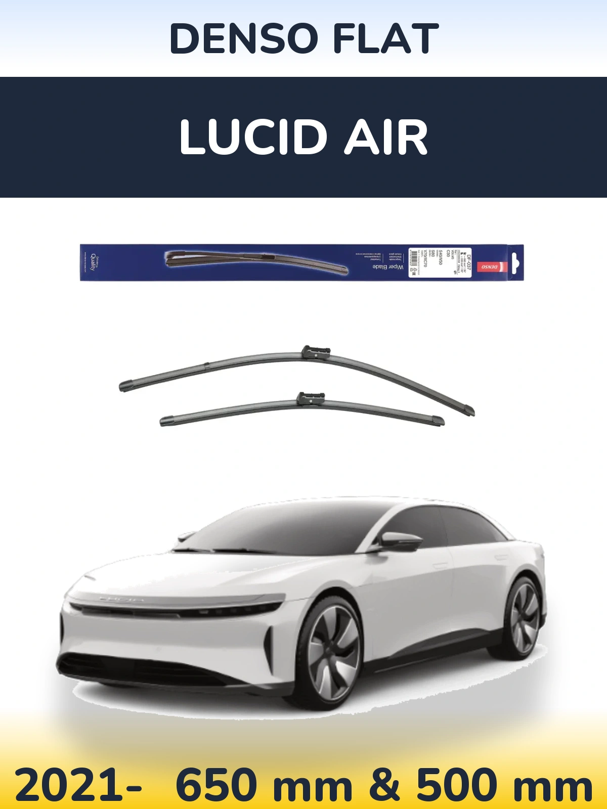 Комплект передніх щіток Denso Flat 650 & 500 мм для Lucid Air 2021-2026