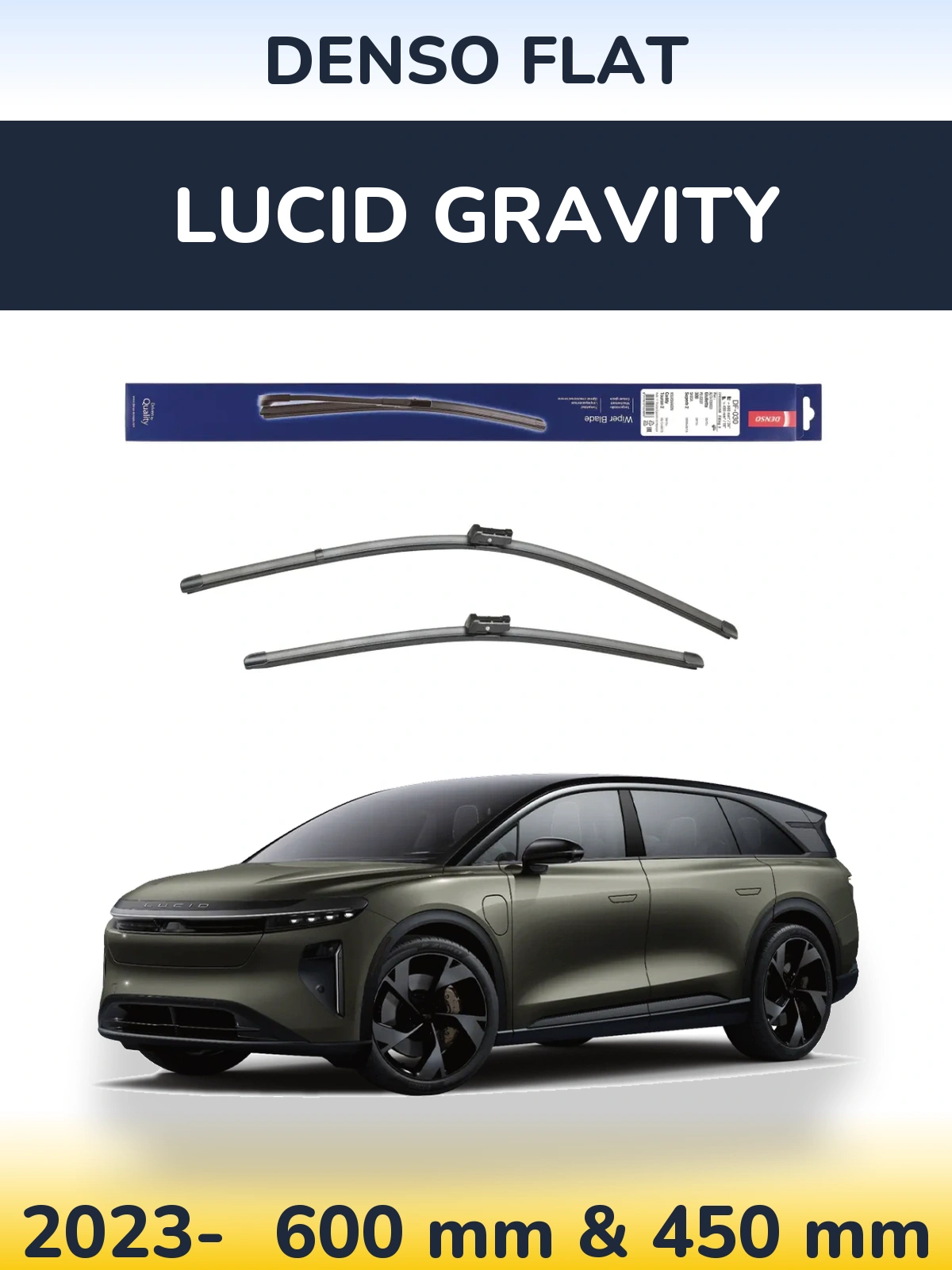 Front wiper blade set Denso Flat 600 & 450 mm for Lucid Gravity 2023-2026