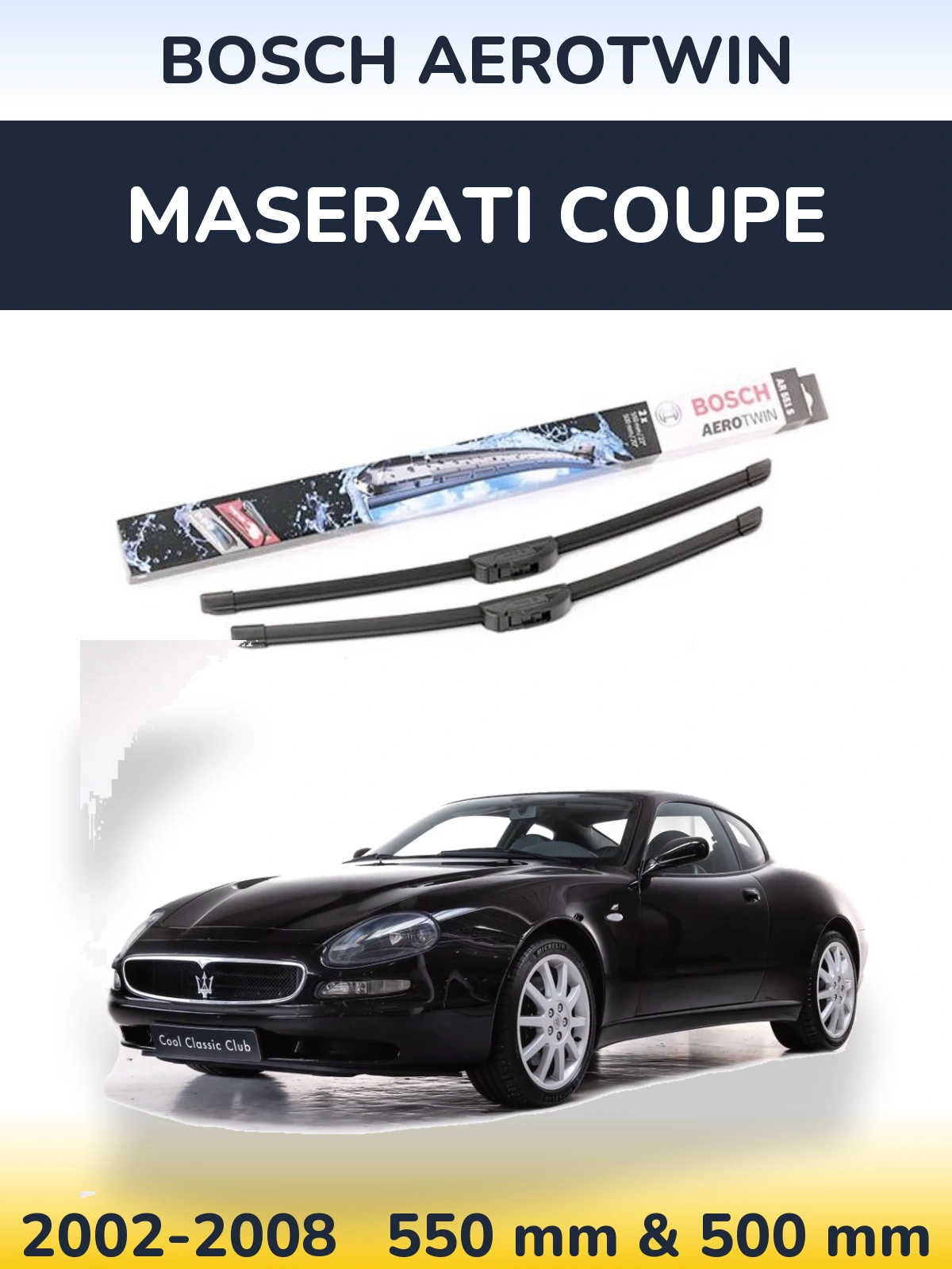 Комплект передніх щіток BOSCH AeroTwin 550 & 500 мм для Maserati Coupe 2002-2008