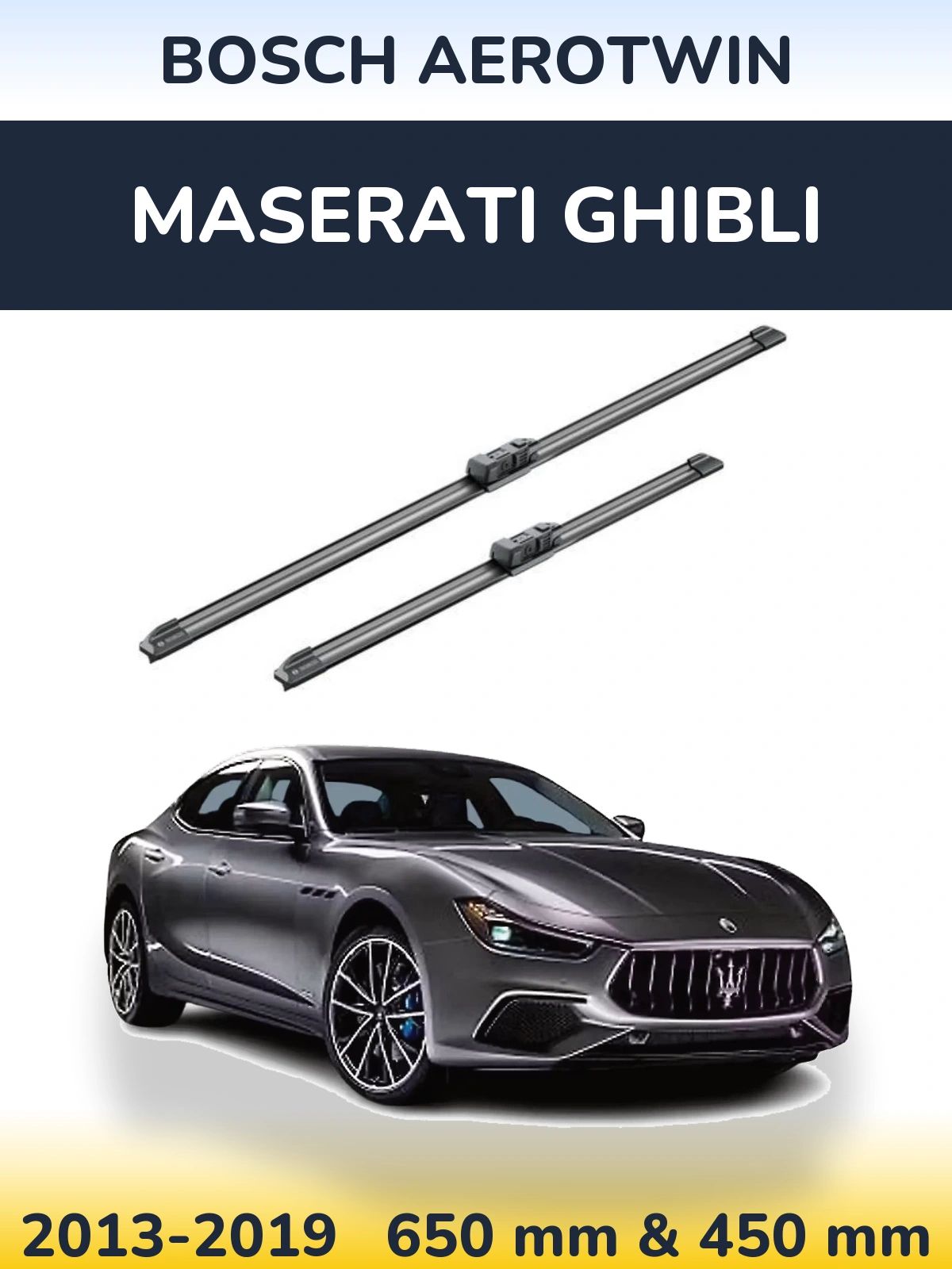 Комплект передніх щіток BOSCH AeroTwin 650 & 450 мм для Maserati Ghibli 2013-2019