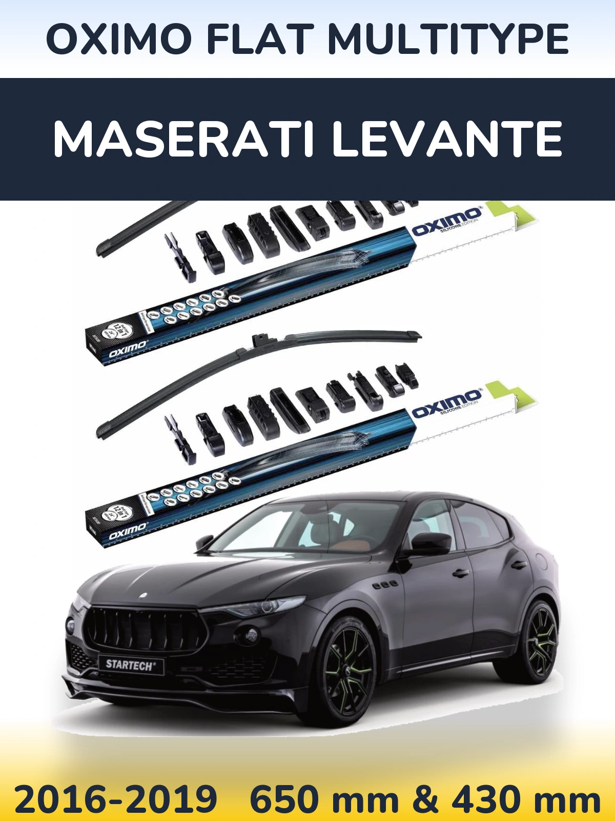 Front wiper blade set Oximo Flat MultiTipoe 650 & 430 mm for Maserati Levante 2016-2019