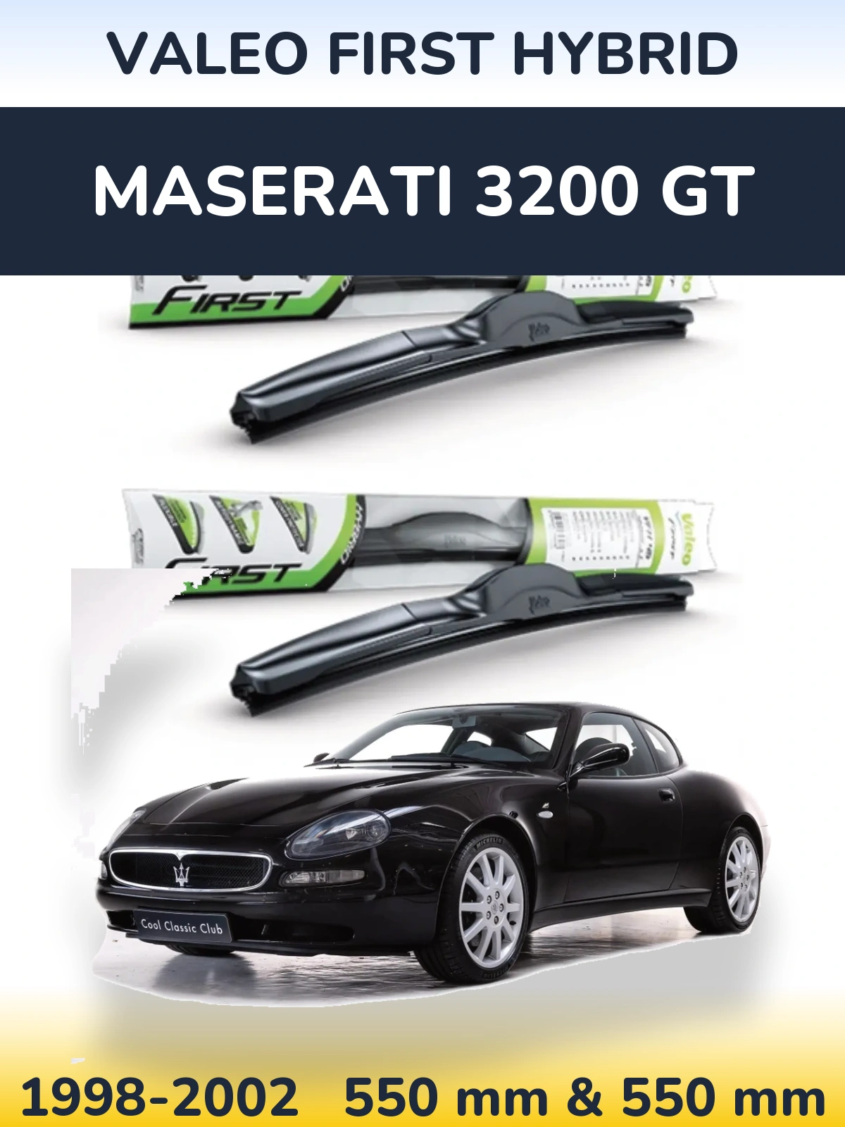 Комплект передних дворников Valeo First Hybrid 550 & 550 мм для Maserati 3200 GT 1998-2002