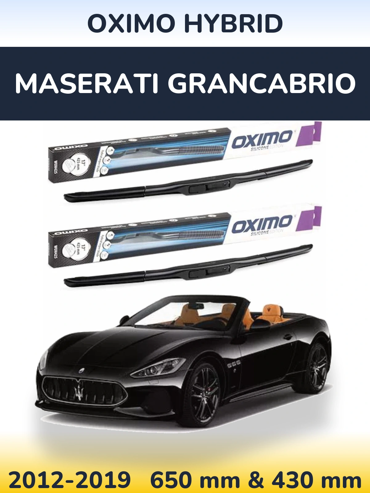 Комплект передних дворников Oximo Hybrid 650 & 430 мм для Maserati GranCabrio 2012-2019