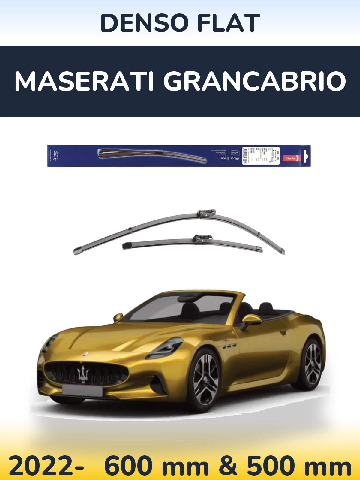 Front wiper blade set Denso Flat 600 & 500 mm for Maserati GranCabrio 2022-2026