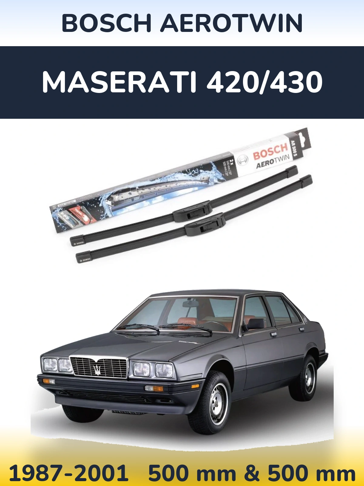 Комплект передніх щіток BOSCH AeroTwin 500 & 500 мм для Maserati 420/430 1987-2001