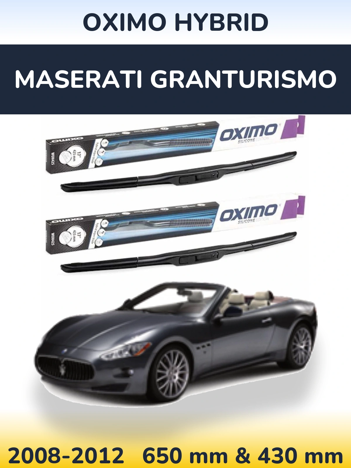 Комплект передних дворников Oximo Hybrid 650 & 430 мм для Maserati GranTurismo 2008-2012