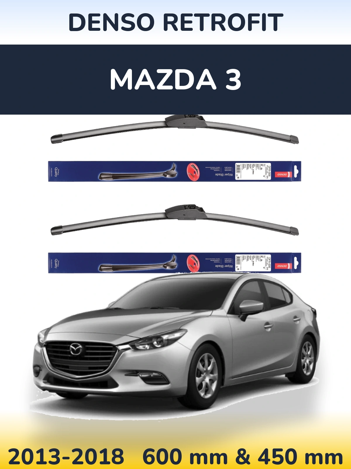 Комплект передних дворников Denso Retrofit 600 & 450 мм для Mazda 3 2013-2018