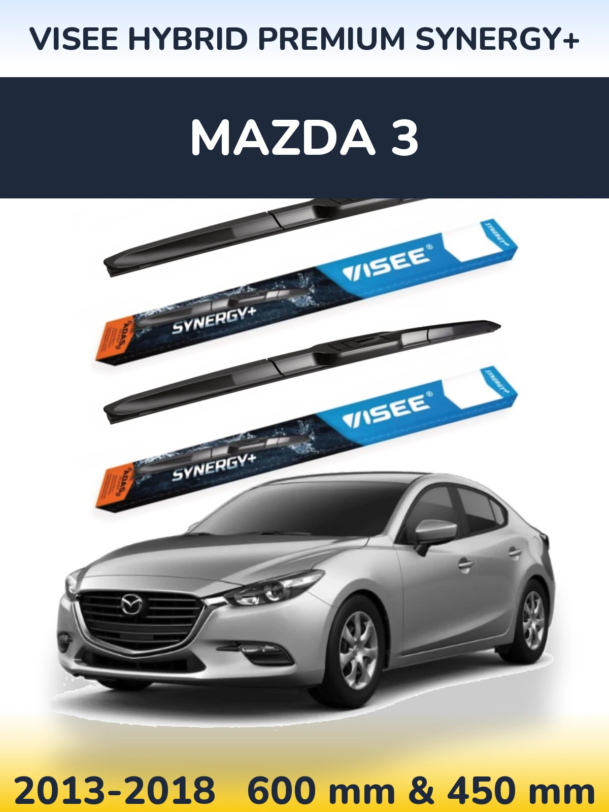 Комплект передніх щіток VISEE HYBRID PREMIUM SYNERGY+ 600 & 450 мм для Mazda 3 2013-2018