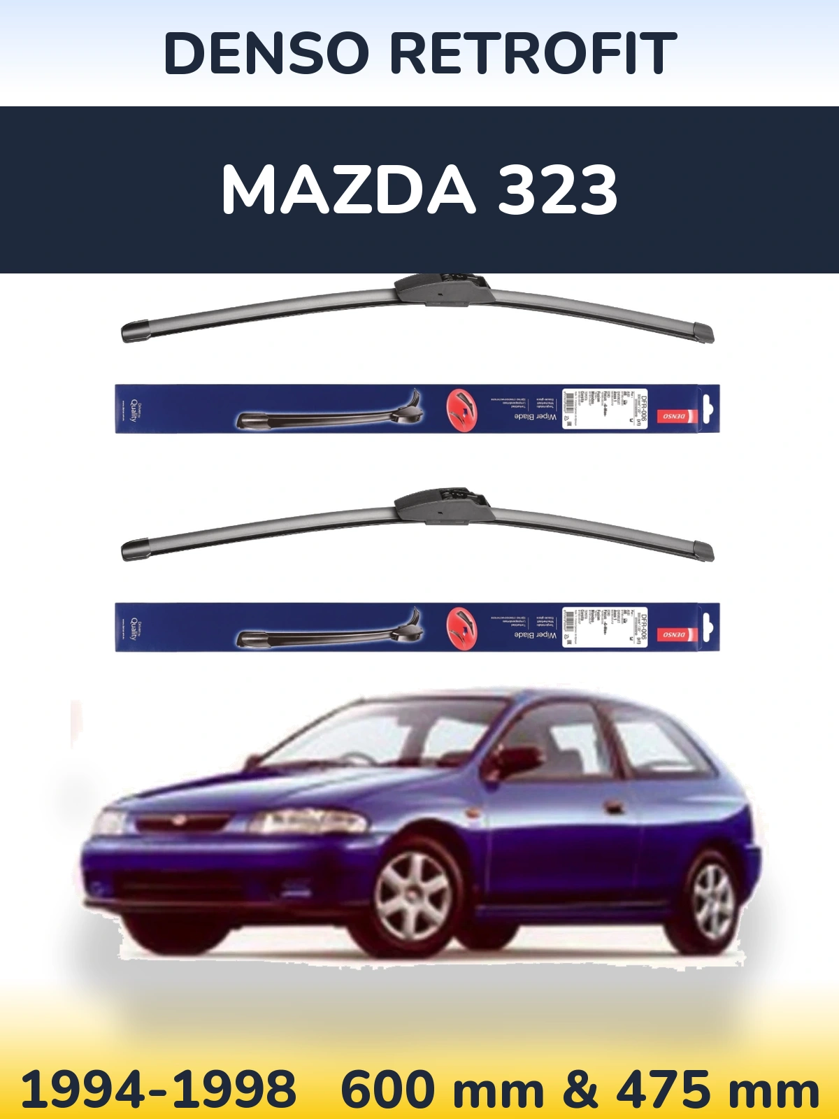 Комплект передніх щіток Denso Retrofit 600 & 475 мм для Mazda 323 1994-1998