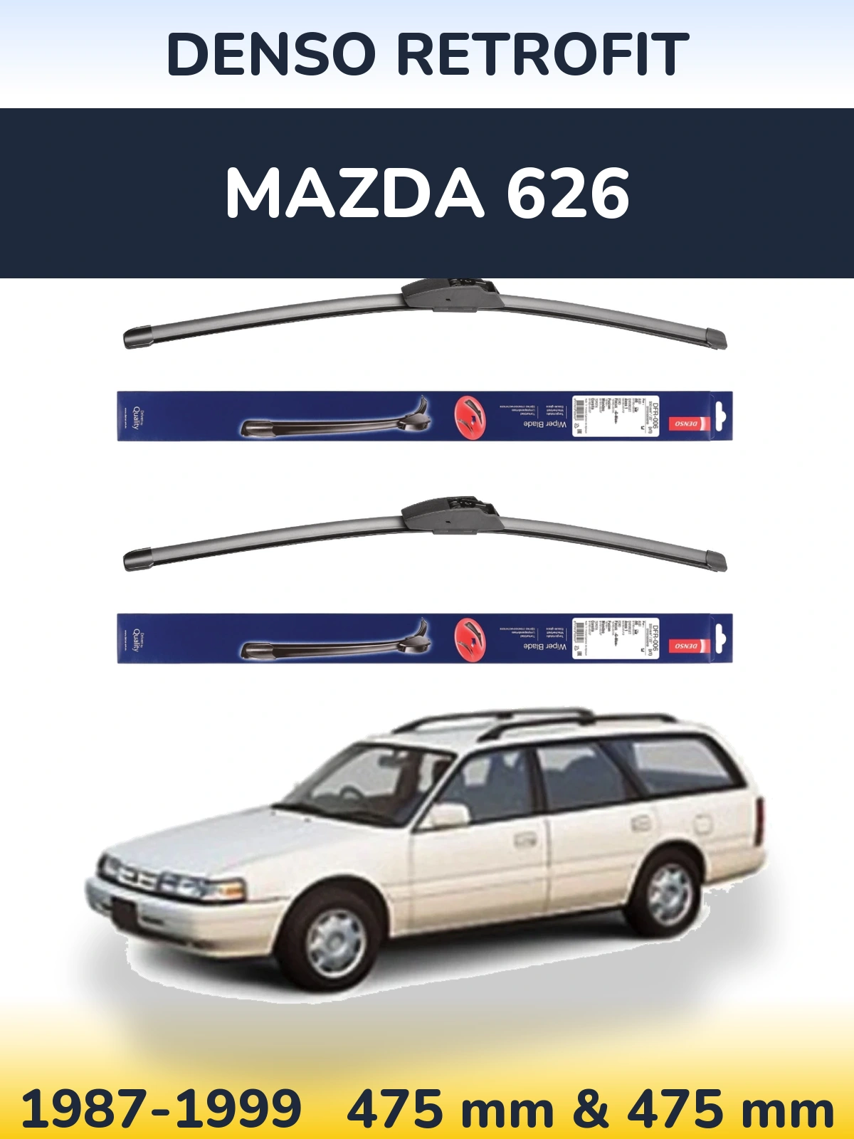 Комплект передніх щіток Denso Retrofit 475 & 475 мм для Mazda 626 1987-1999