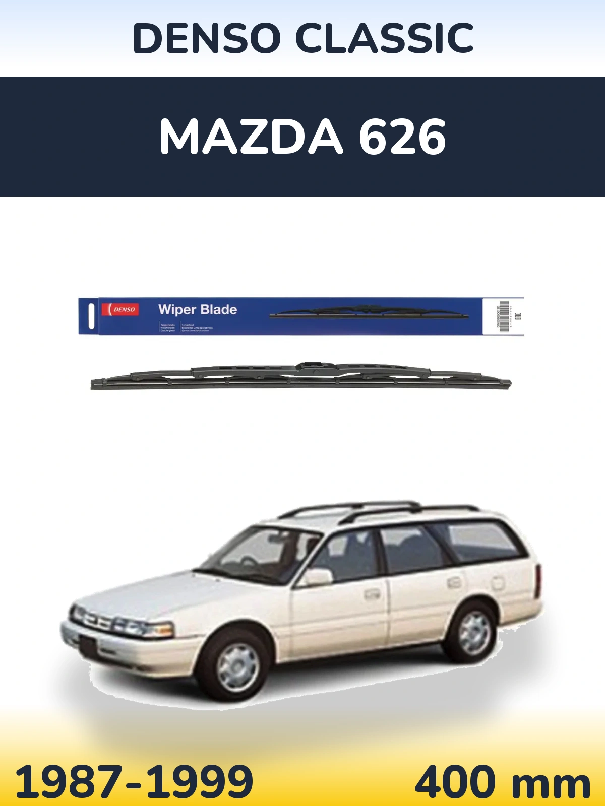Rear wiper blade Denso Classic 400 mm for Mazda 626 1987-1999