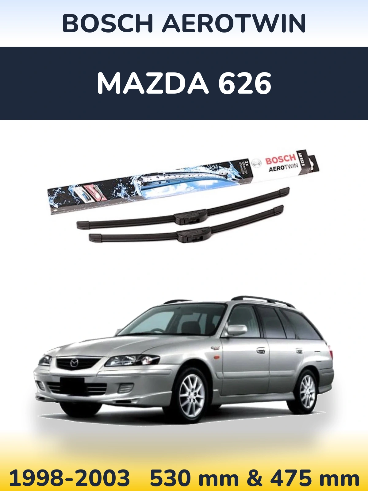 Комплект передних дворников BOSCH AeroTwin 530 & 475 мм для Mazda 626 1998-2003