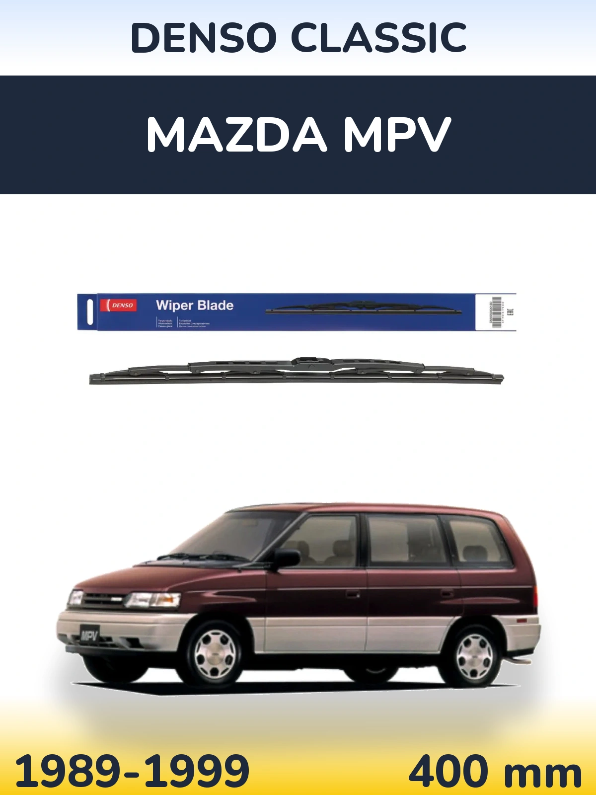 Rear wiper blade Denso Classic 400 mm for Mazda MPV 1989-1999