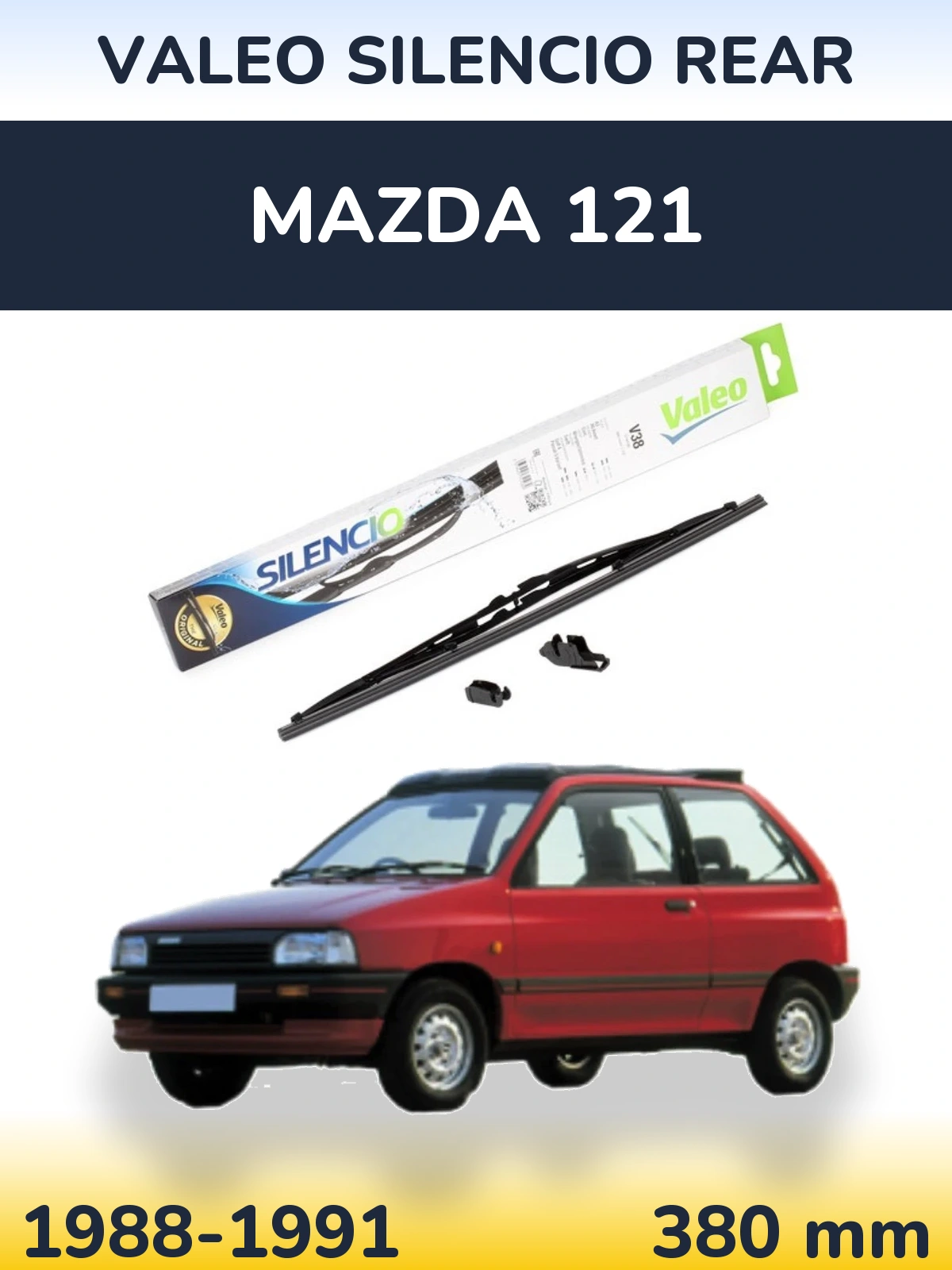 Rear wiper blade Valeo Silencio Rear 380 mm for Mazda 121 1988-1991