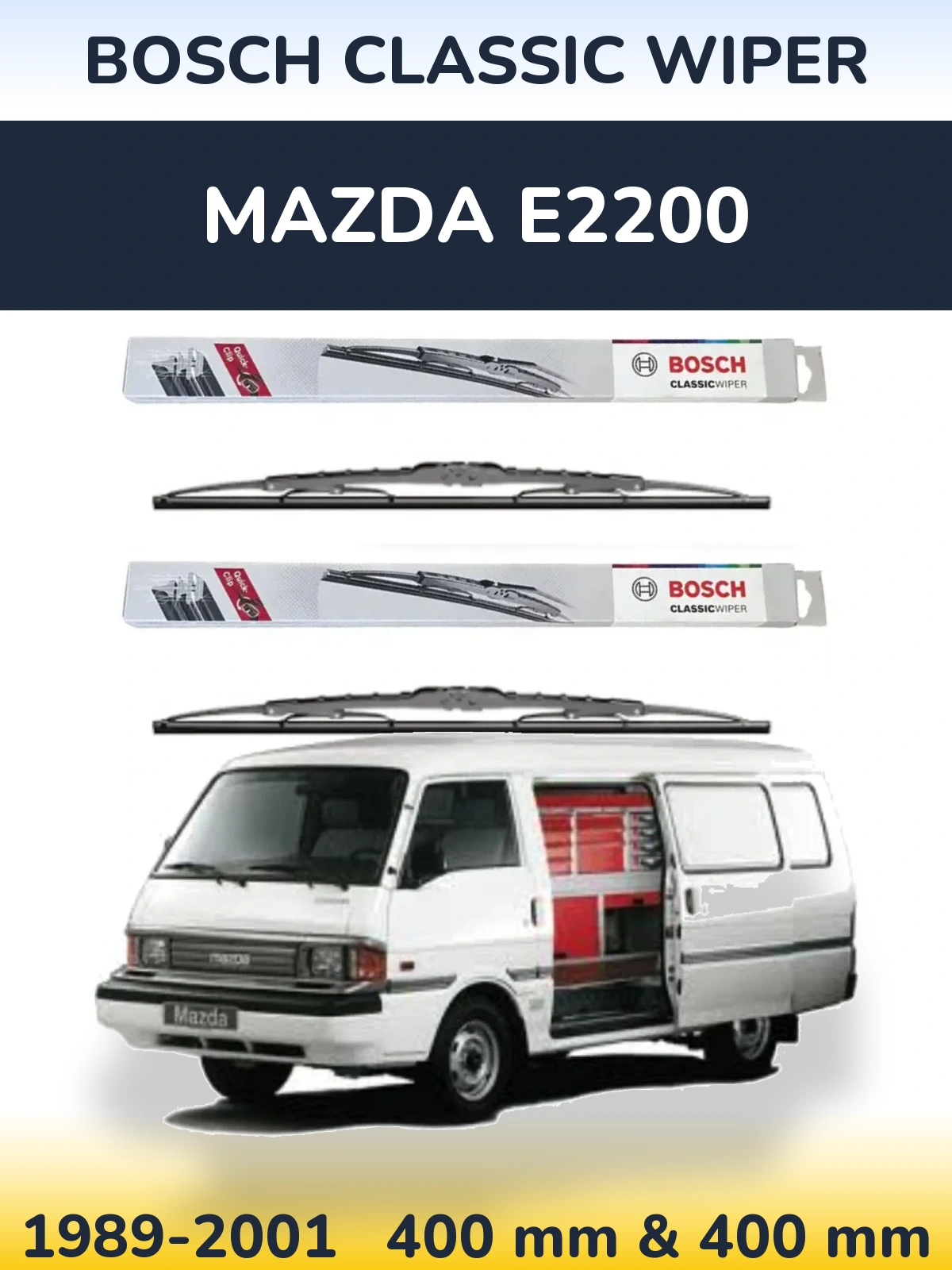 Комплект передніх щіток BOSCH Classic Wiper 400 & 400 мм для Mazda E2200 1989-2001