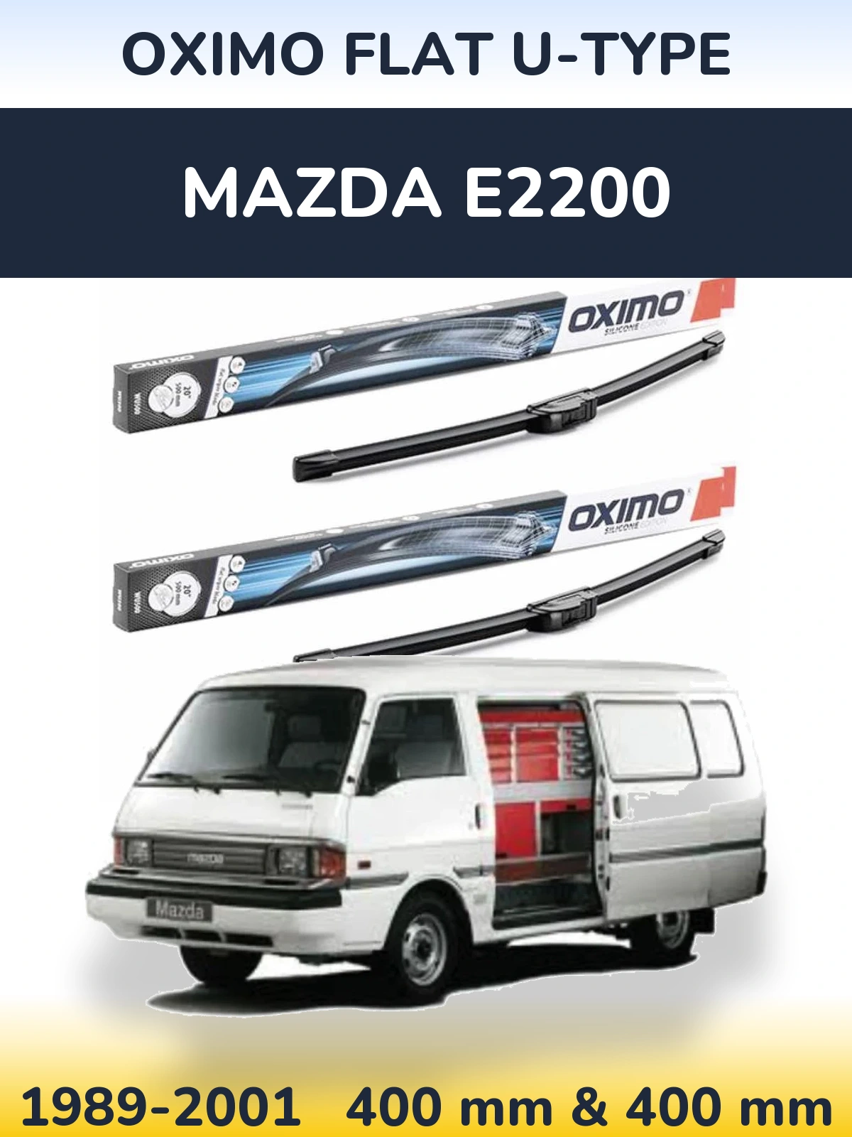 Комплект передніх щіток Oximo Flat U-type 400 & 400 мм для Mazda E2200 1989-2001