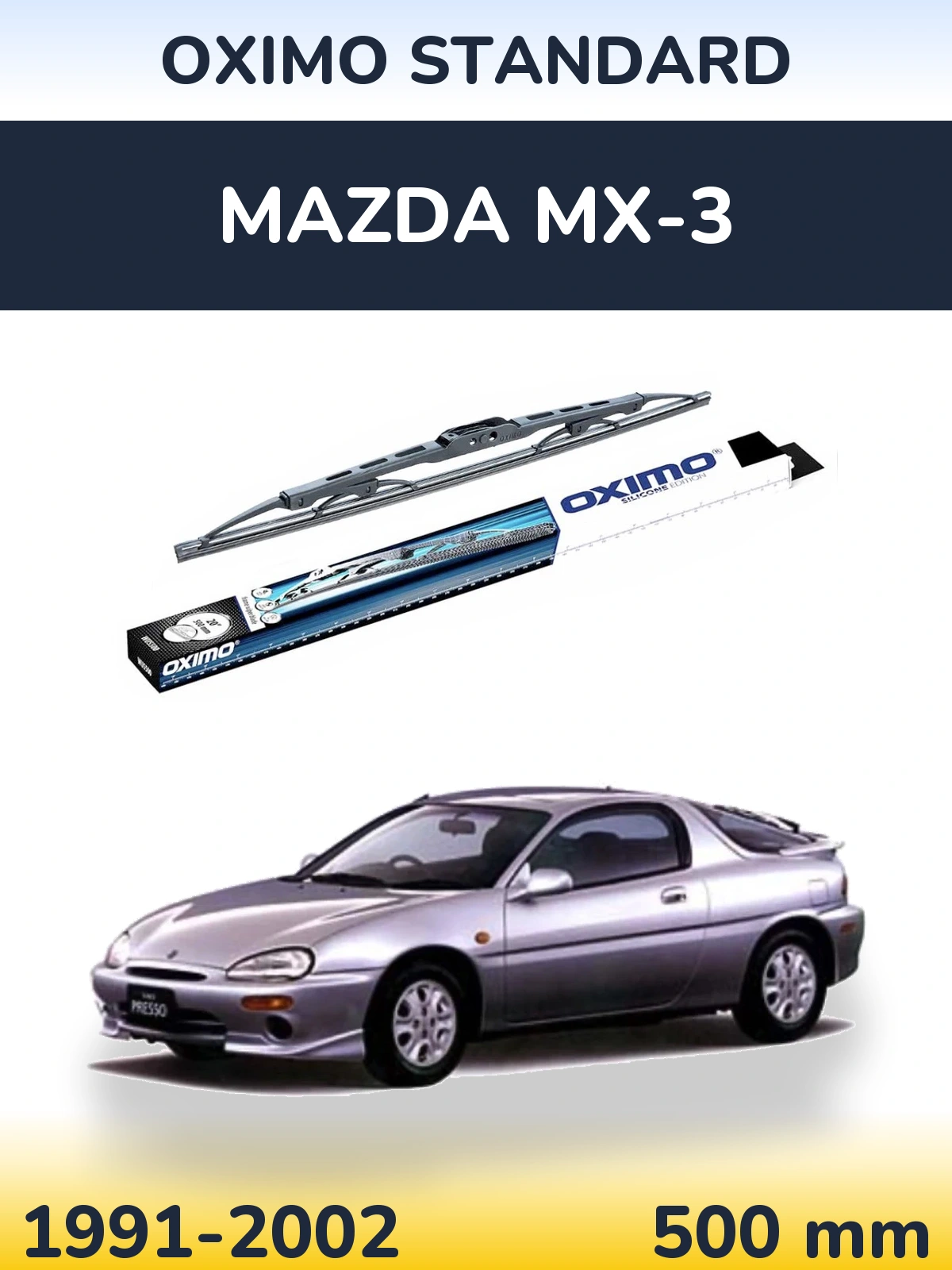 Rear wiper blade Oximo Standard 500 mm for Mazda MX-3 1991-2002