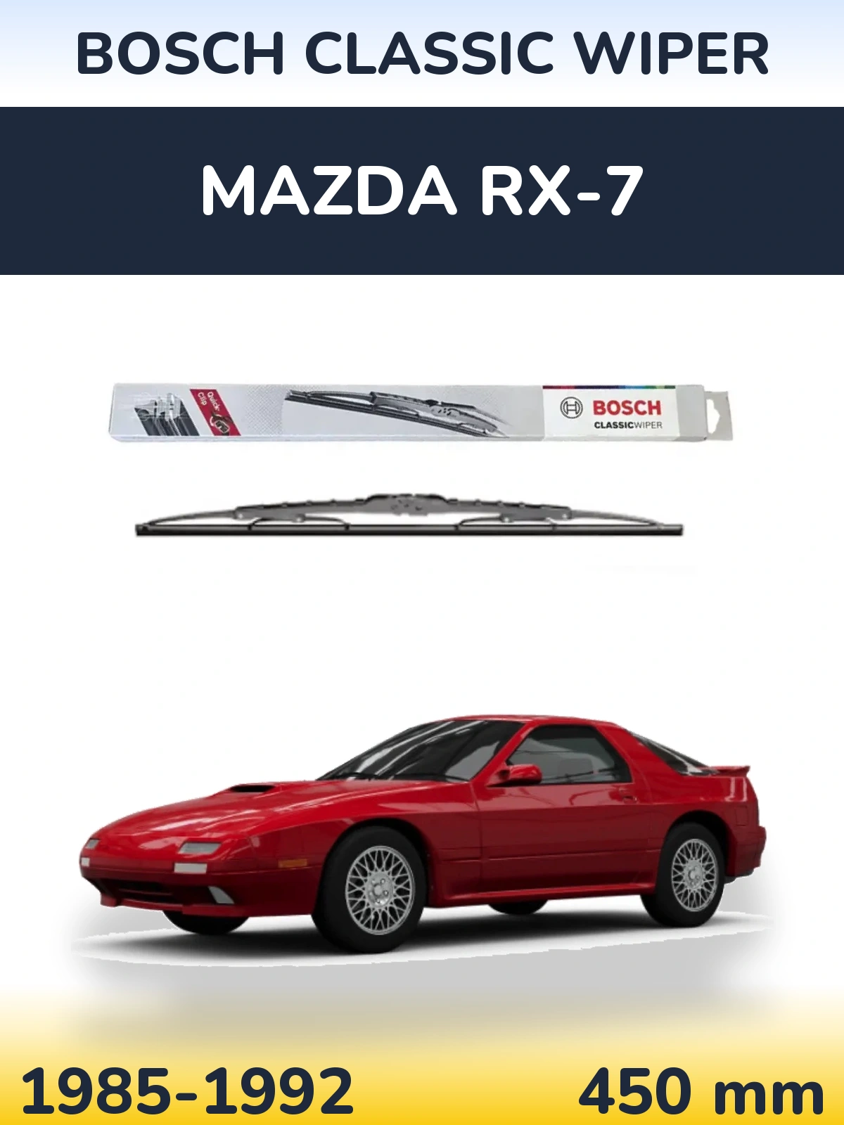 Rear wiper blade BOSCH Classic Wiper 450 mm for Mazda RX-7 1985-1992