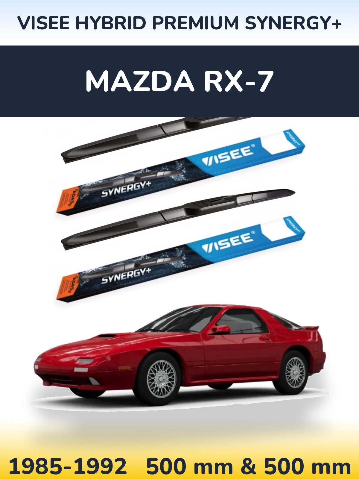 Комплект передних дворников VISEE HYBRID PREMIUM SYNERGY+ 500 & 500 мм для Mazda RX-7 1985-1992