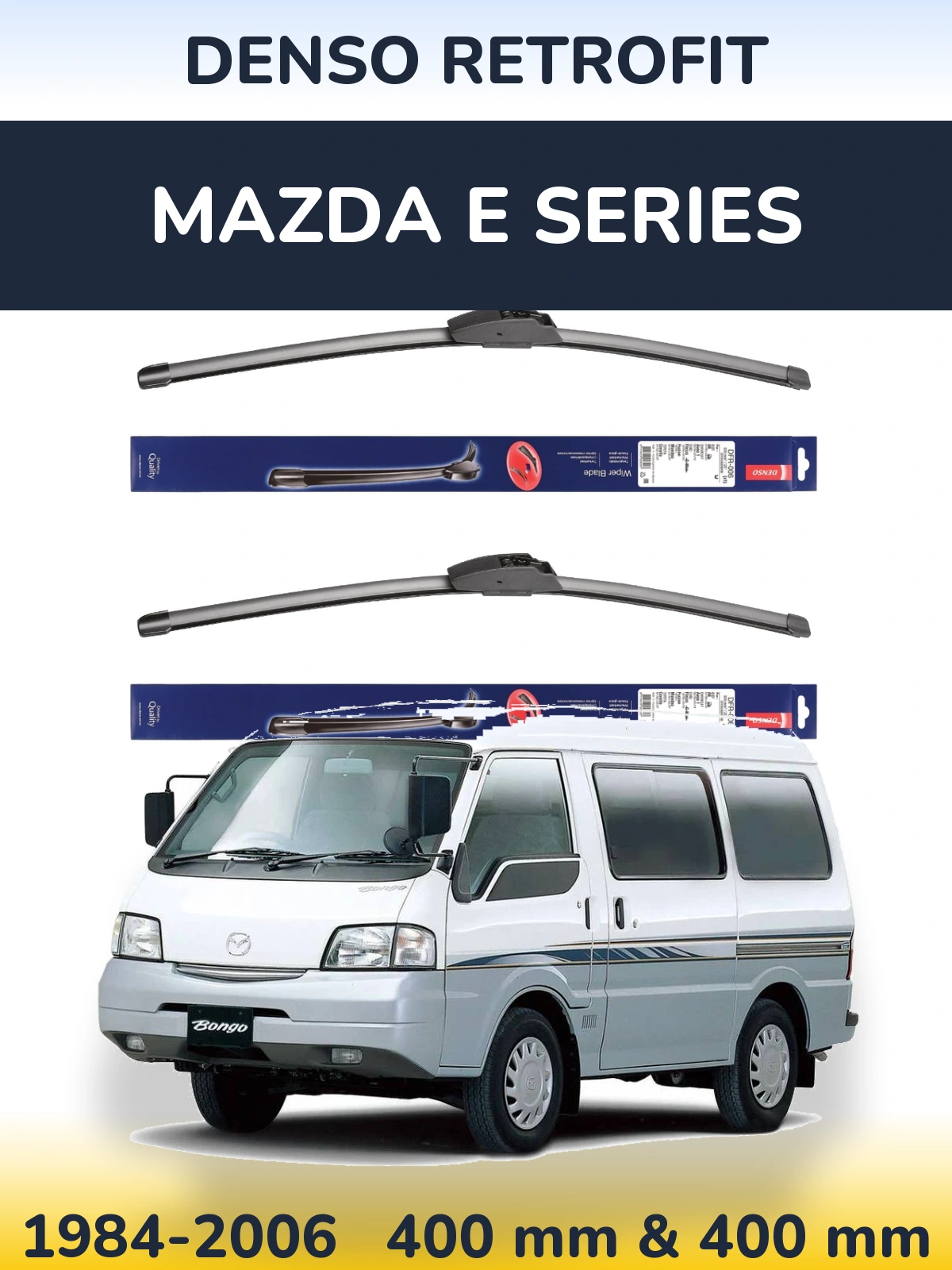 Комплект передніх щіток Denso Retrofit 400 & 400 мм для Mazda E Series 1984-2006