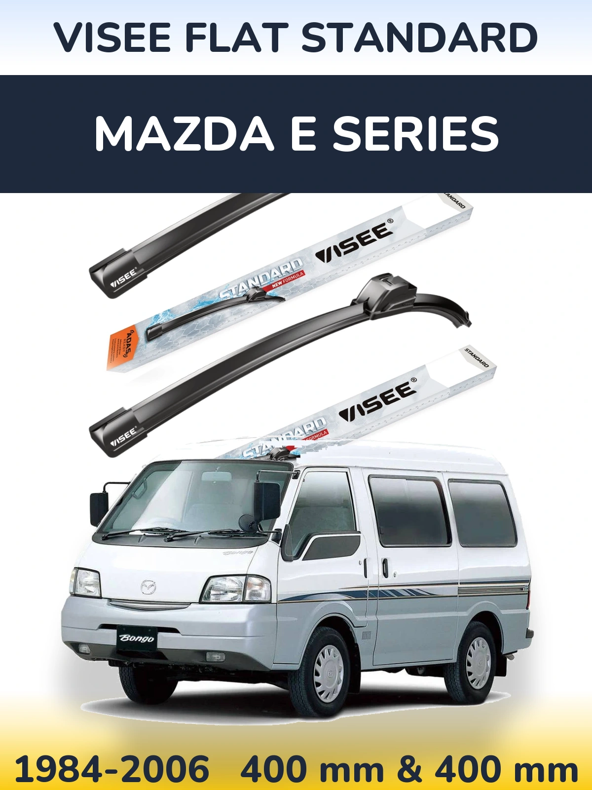 Комплект передних дворников VISEE FLAT STANDARD 400 & 400 мм для Mazda E Series 1984-2006
