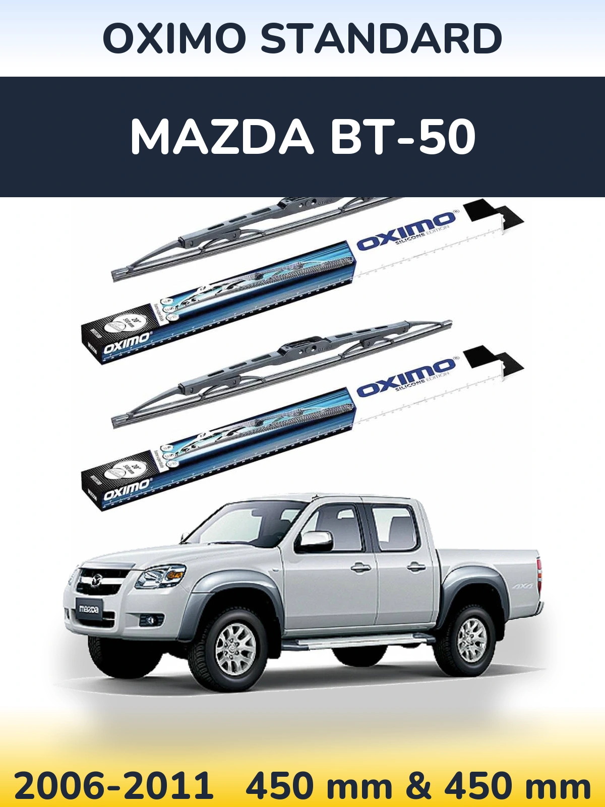 Front wiper blade set Oximo Standard 450 & 450 mm for Mazda BT-50 2006-2011