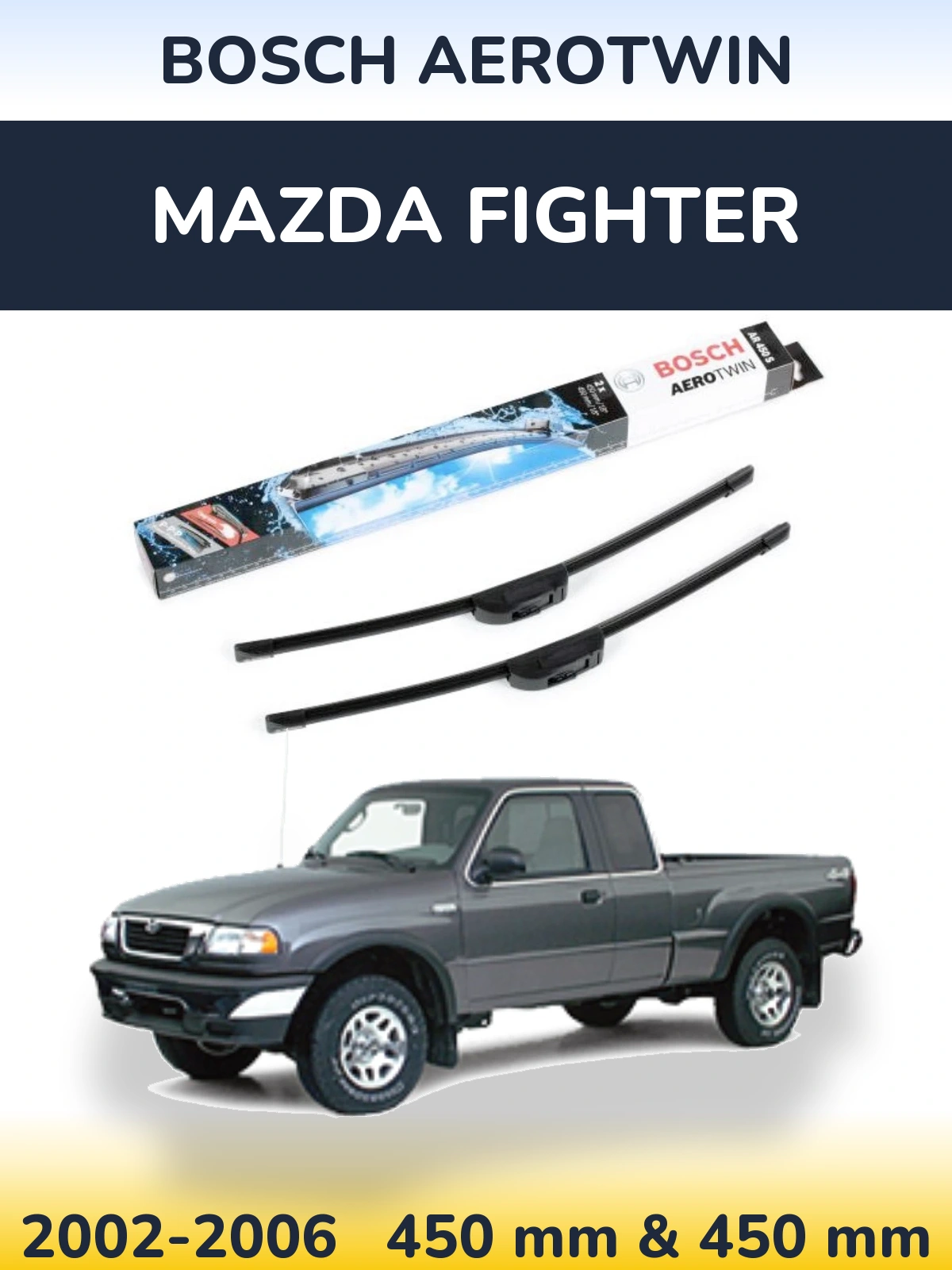 Комплект передних дворников BOSCH AeroTwin 450 & 450 мм для Mazda Fighter 2002-2006