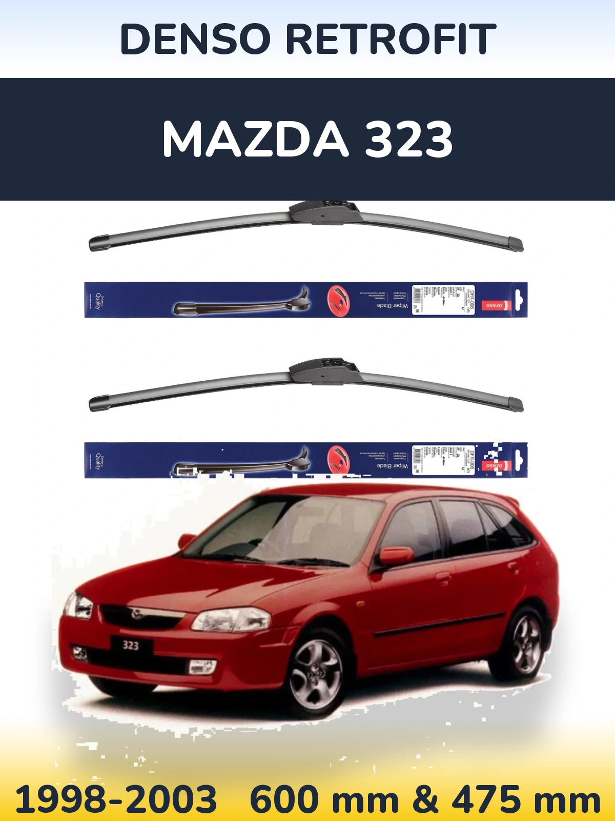 Комплект передних дворников Denso Retrofit 600 & 475 мм для Mazda 323 1998-2003