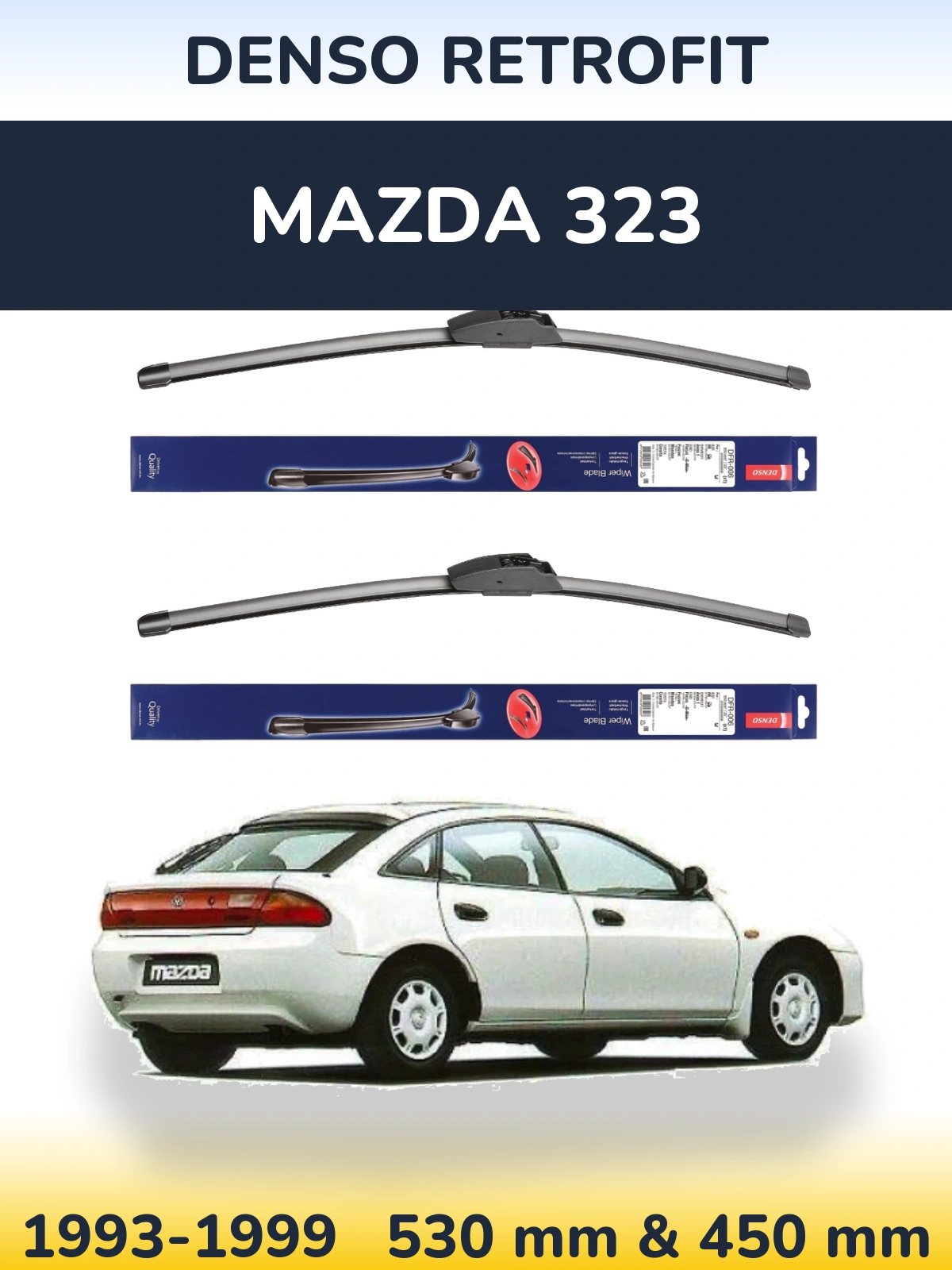 Комплект передніх щіток Denso Retrofit 530 & 450 мм для Mazda 323 1993-1999