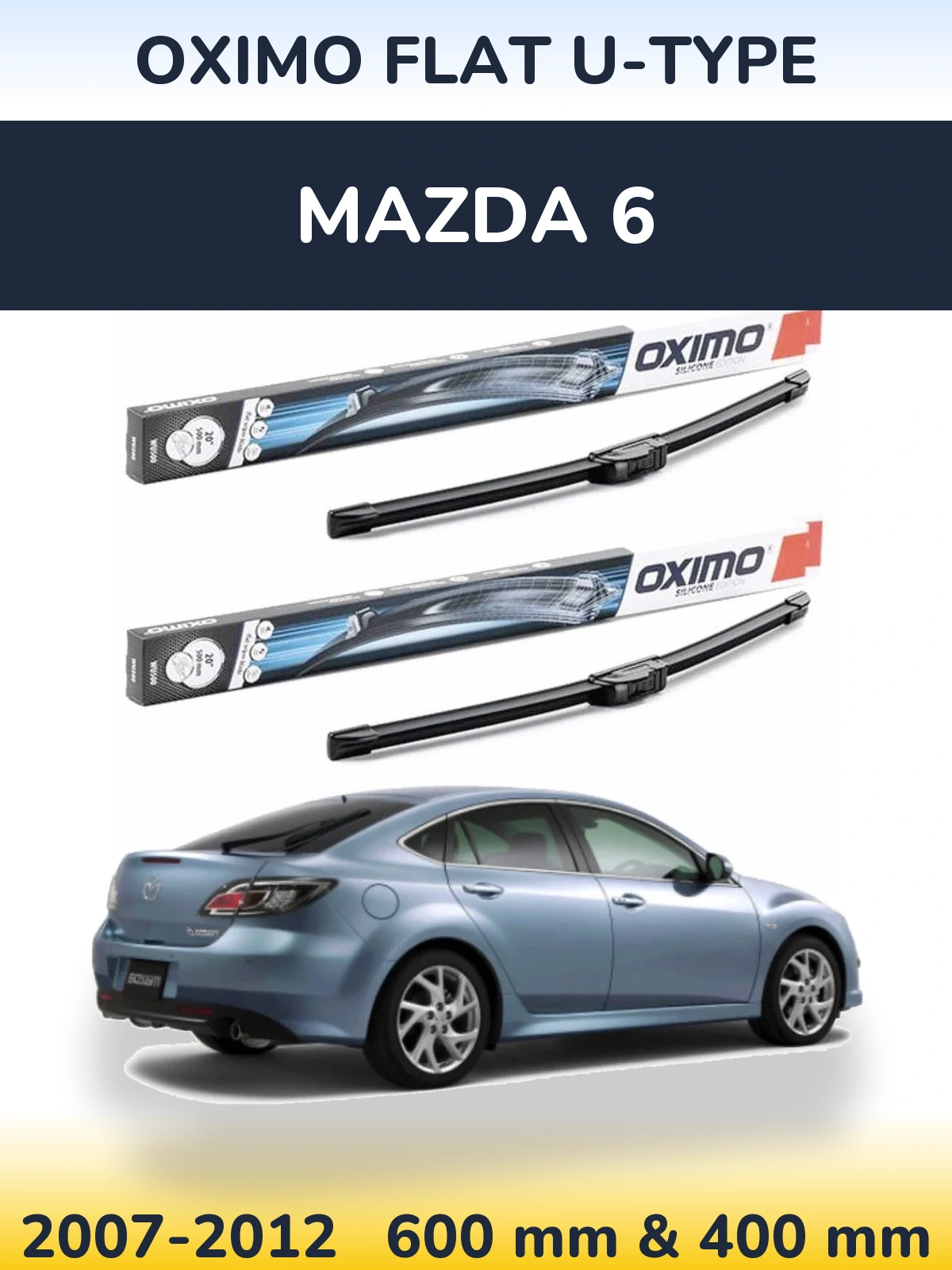 Комплект передних дворников Oximo Flat U-type 600 & 400 мм для Mazda 6 2007-2012