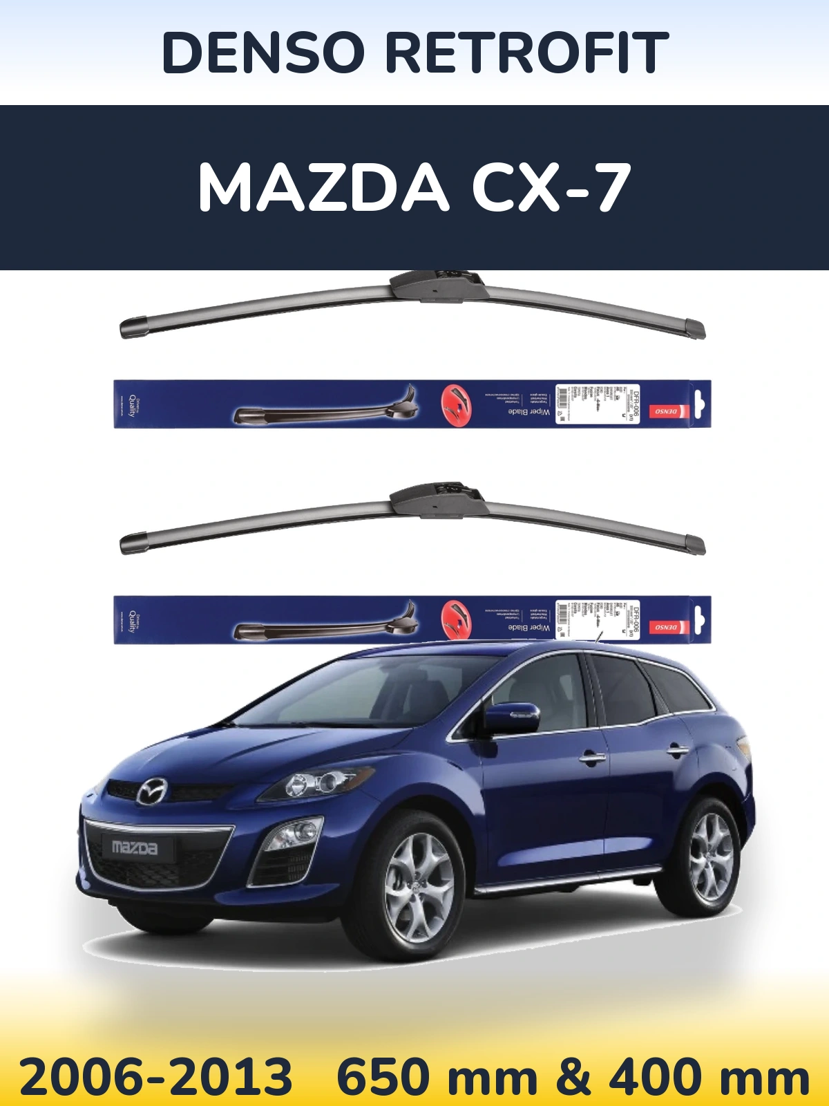 Комплект передніх щіток Denso Retrofit 650 & 400 мм для Mazda CX-7 2006-2013