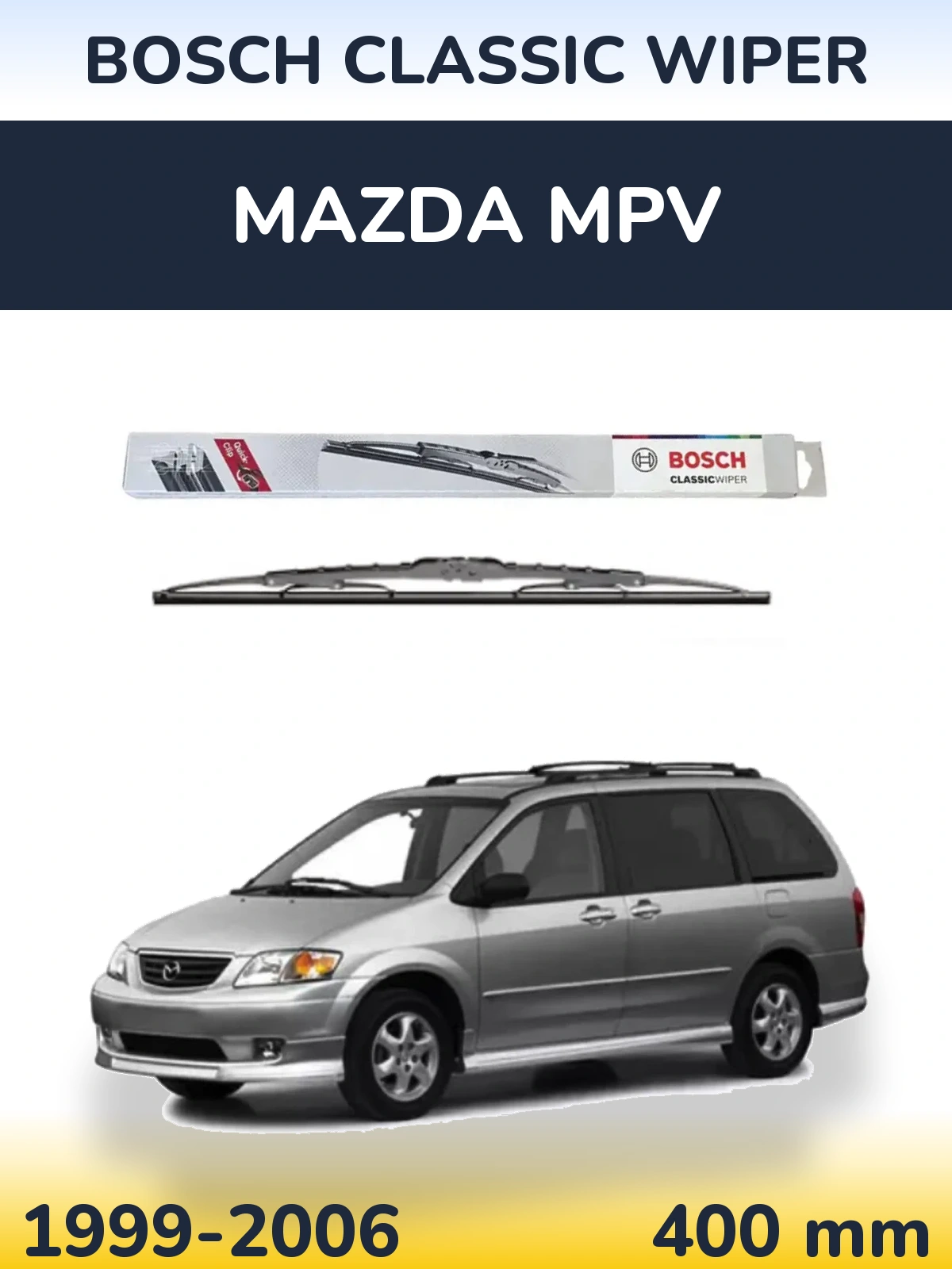 Rear wiper blade BOSCH Classic Wiper 400 mm for Mazda MPV 1999-2006