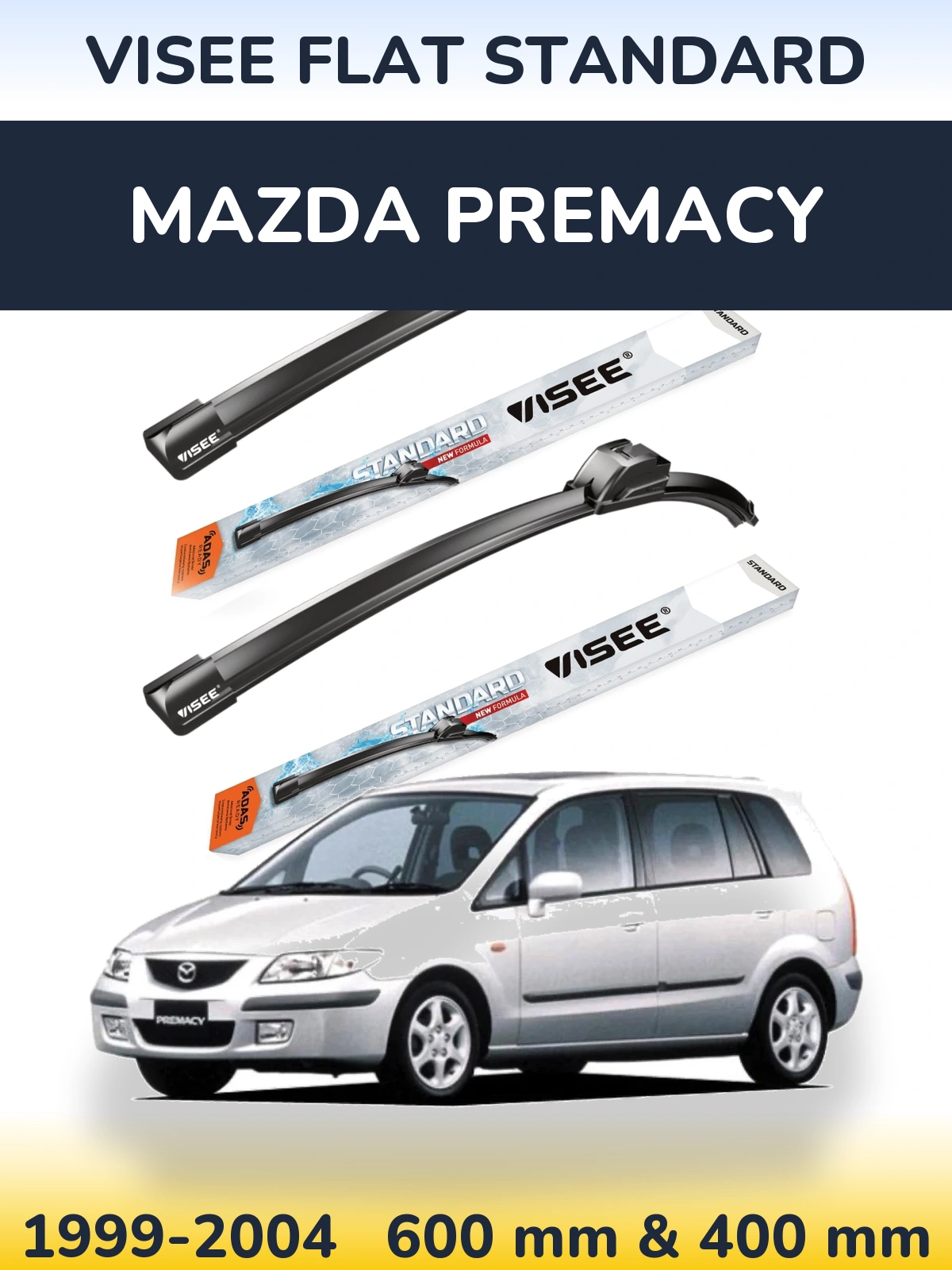 Комплект передних дворников VISEE FLAT STANDARD 600 & 400 мм для Mazda Premacy 1999-2004