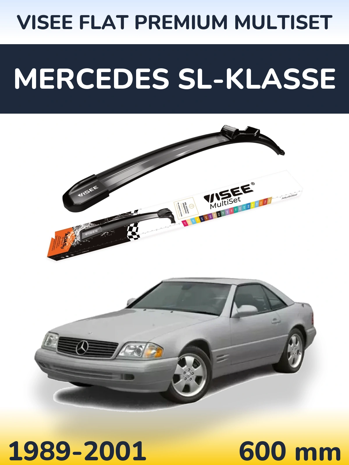 Front wiper blade VISEE FLAT PREMIUM MultiSet 600 mm for Mercedes SL-Klasse 1989-2001
