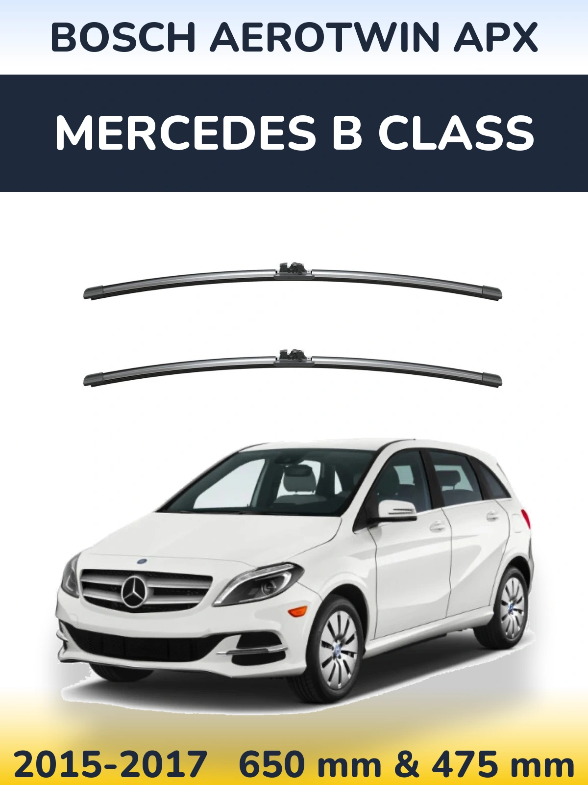 Комплект передніх щіток BOSCH AeroTwin APX 650 & 475 мм для Mercedes B Class 2015-2017