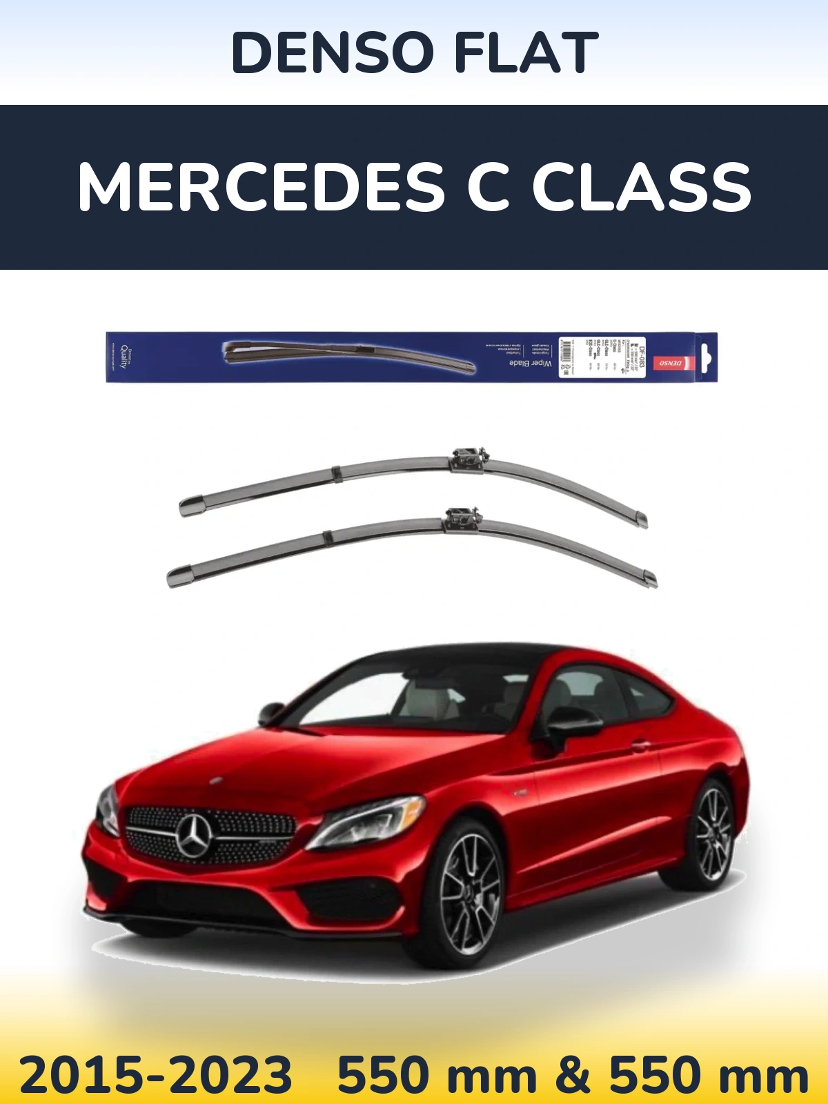 Front wiper blade set Denso Flat 550 & 550 mm for Mercedes C Class 2015-2023