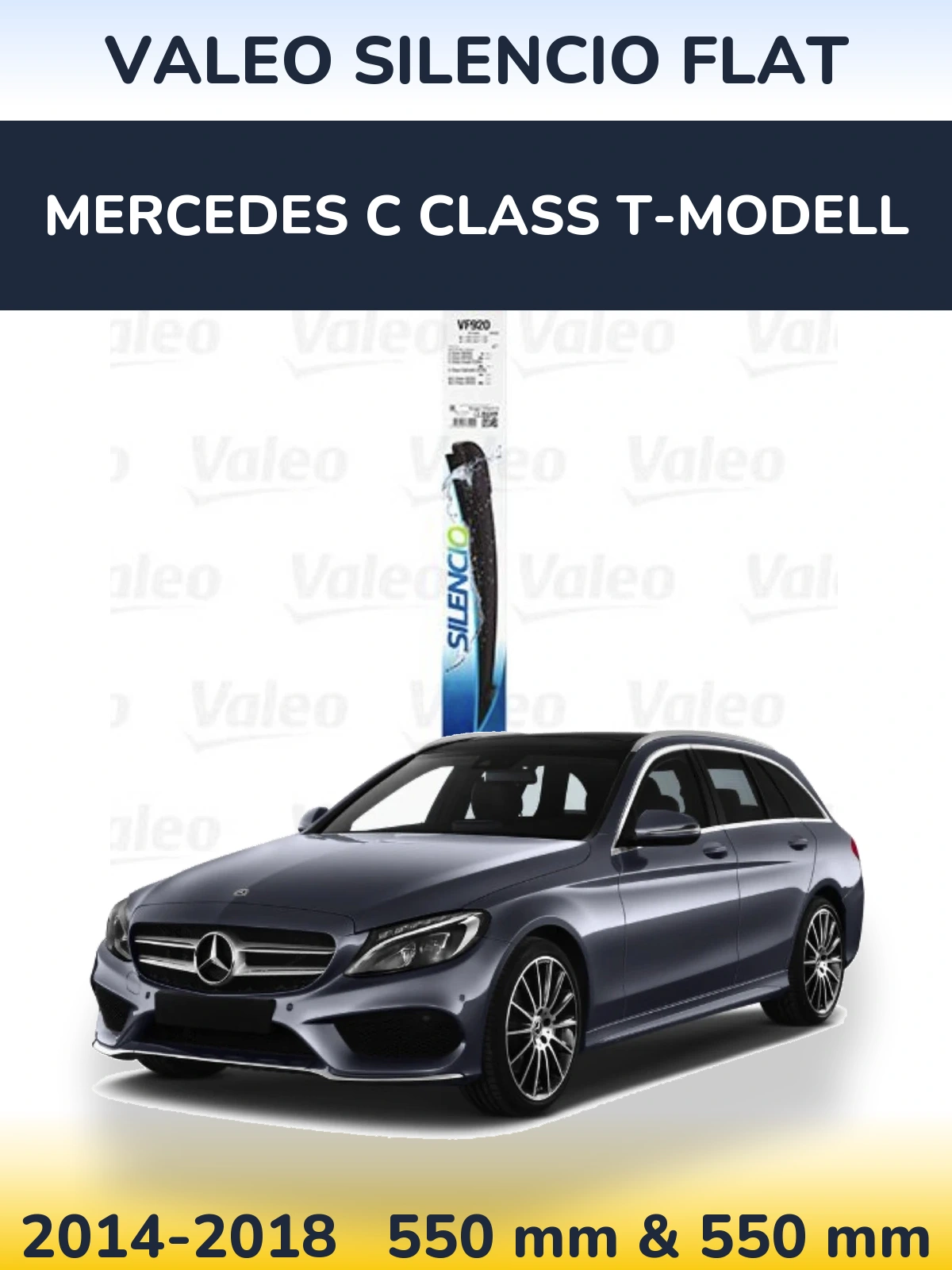 Front wiper blade set Valeo Silencio Flat 550 & 550 mm for Mercedes C Class T-Modellol 2014-2018