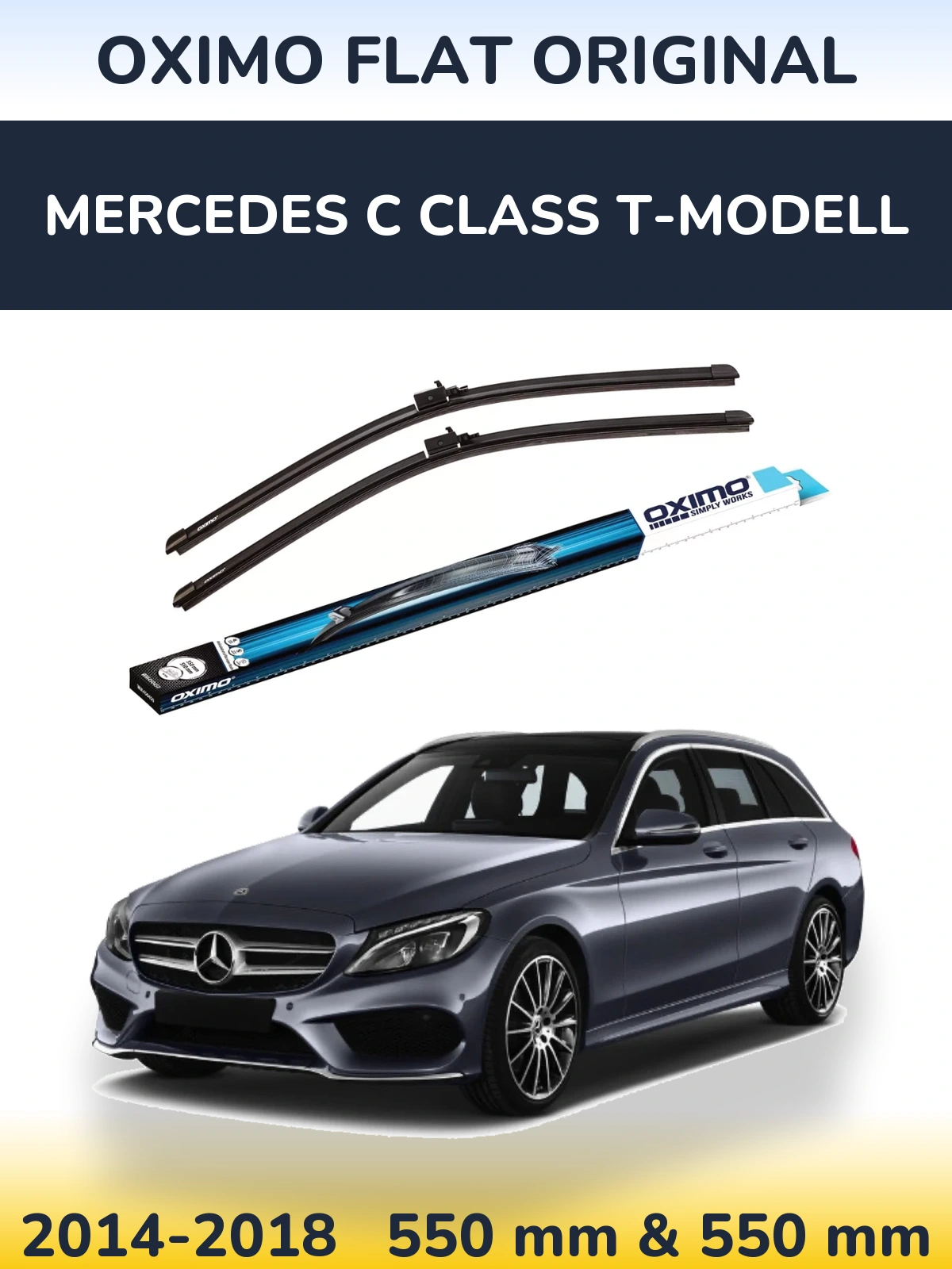 Front wiper blade set Oximo Flat Original 550 & 550 mm for Mercedes C Class T-Modellol 2014-2018